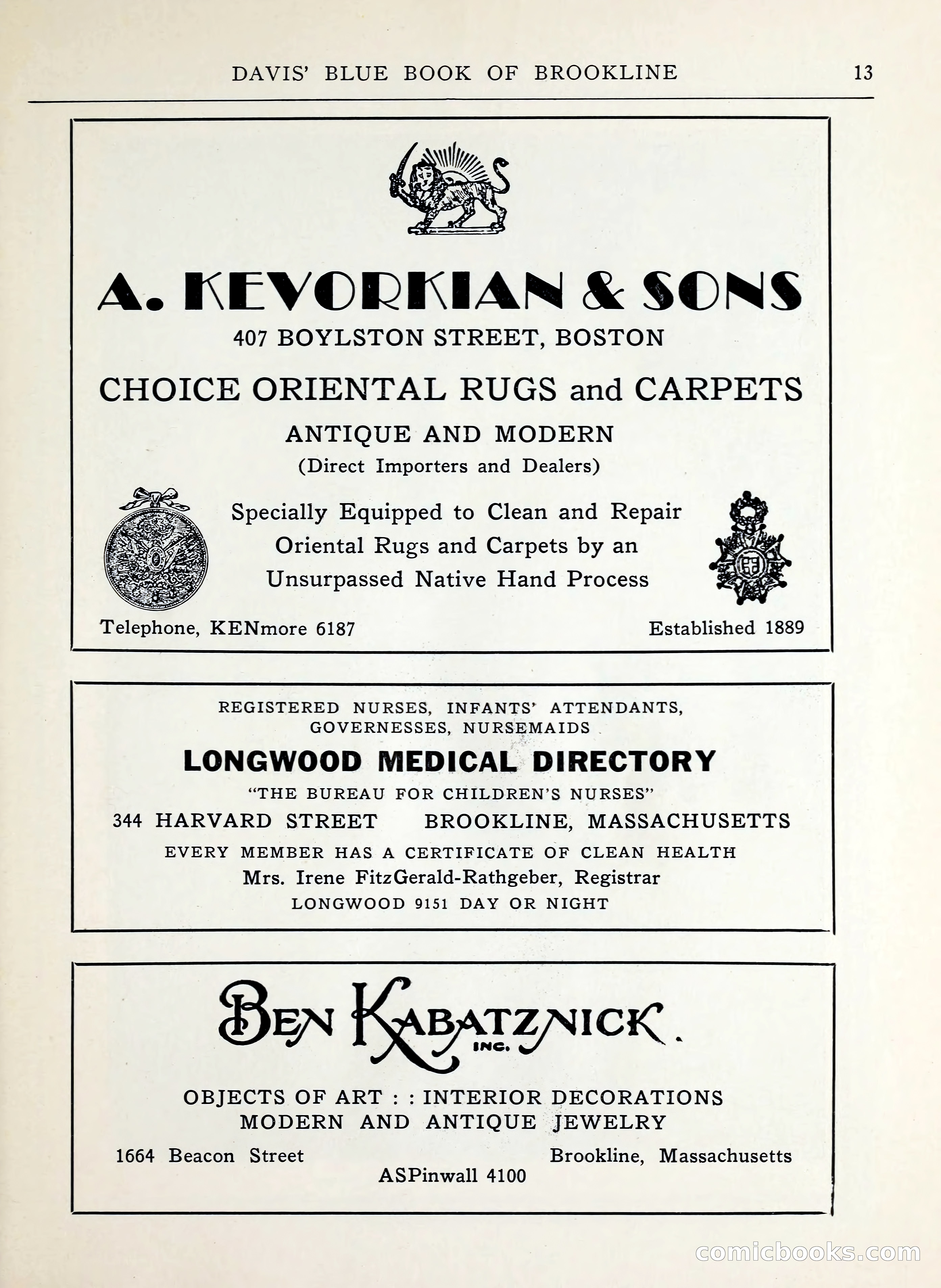 Davis' Blue Book of Brookline, Wellesley and Weston — page 13 of 224