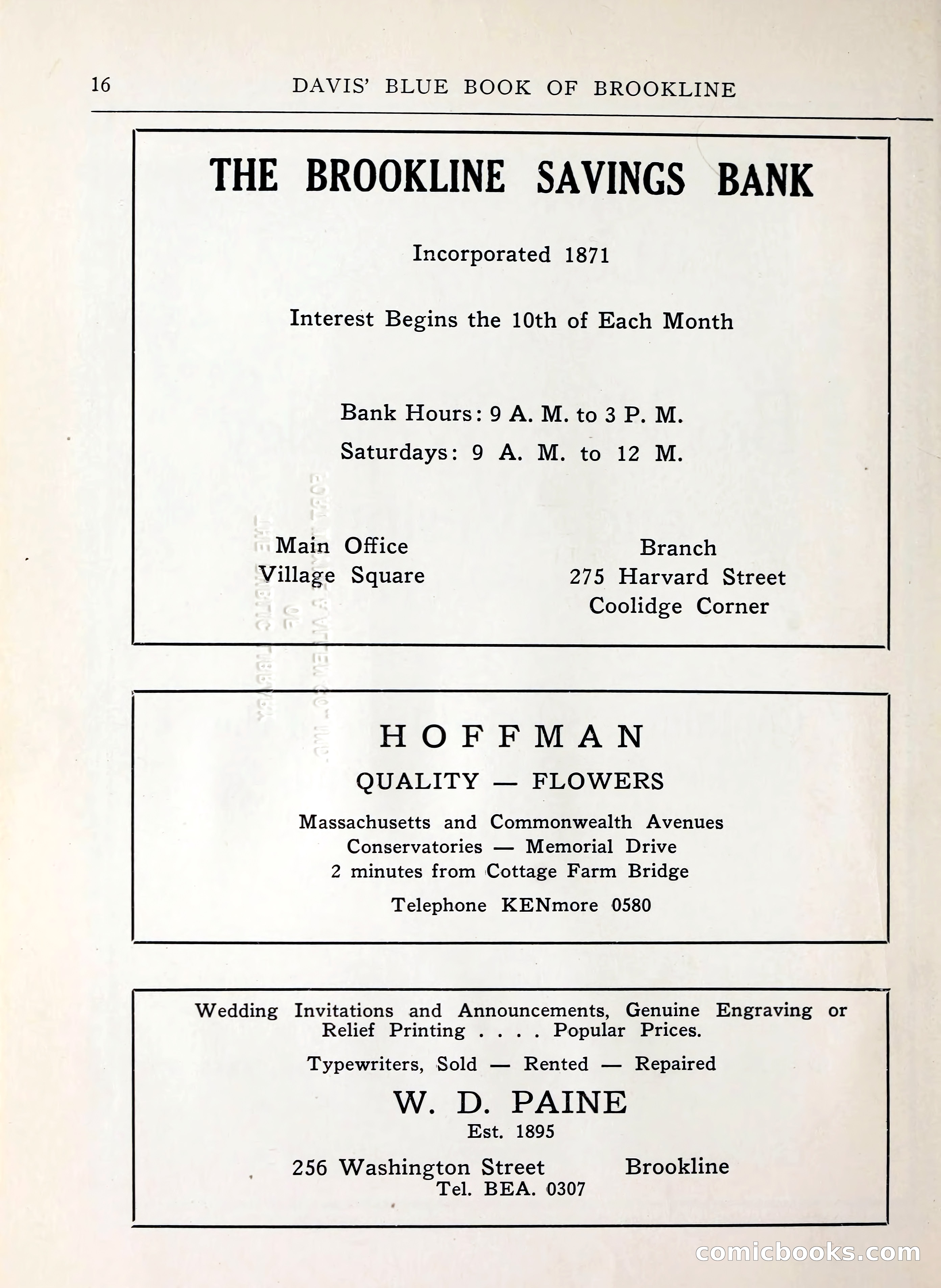 Davis' Blue Book of Brookline, Wellesley and Weston — page 16 of 224
