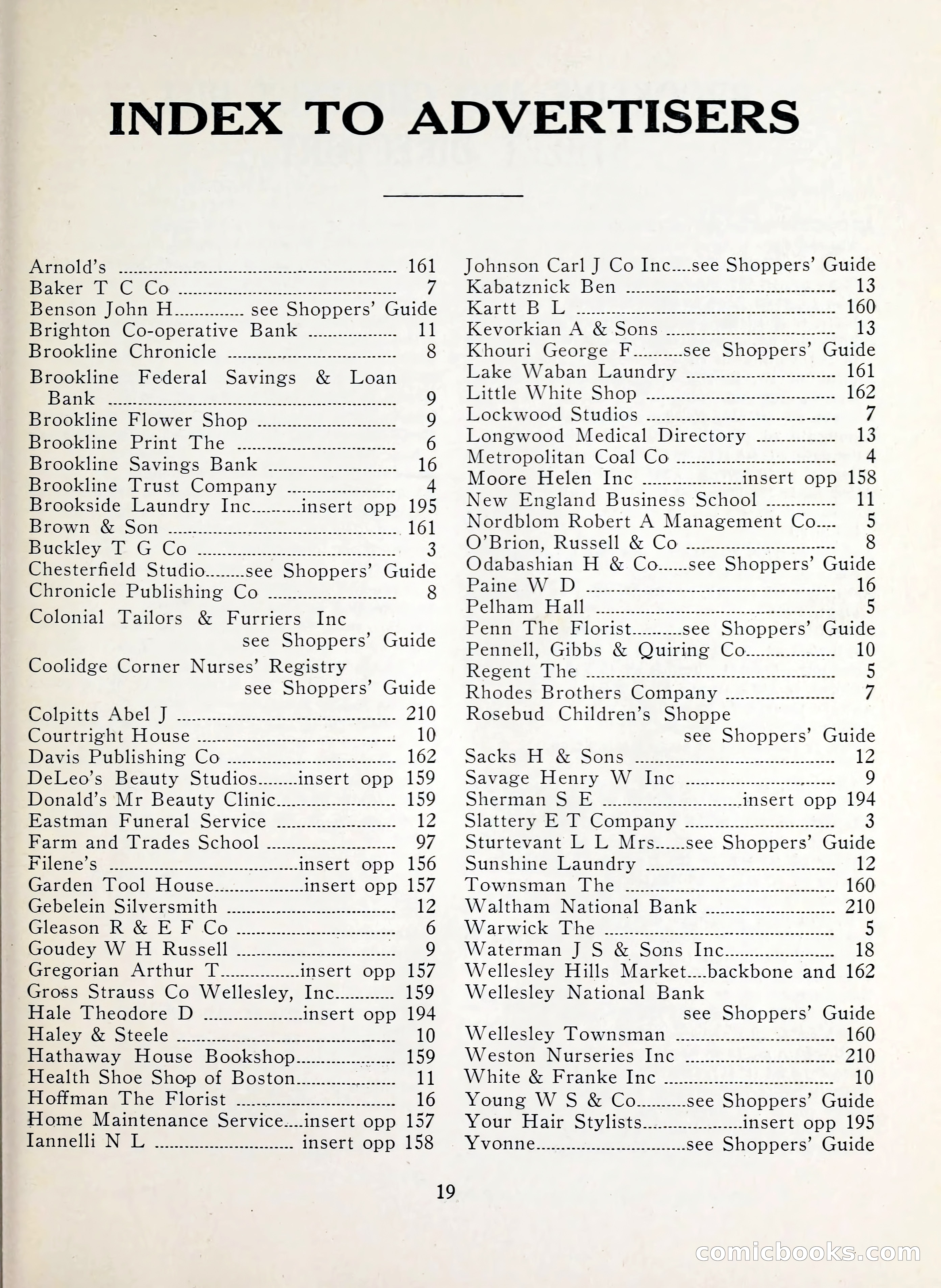 Davis' Blue Book of Brookline, Wellesley and Weston — page 19 of 224