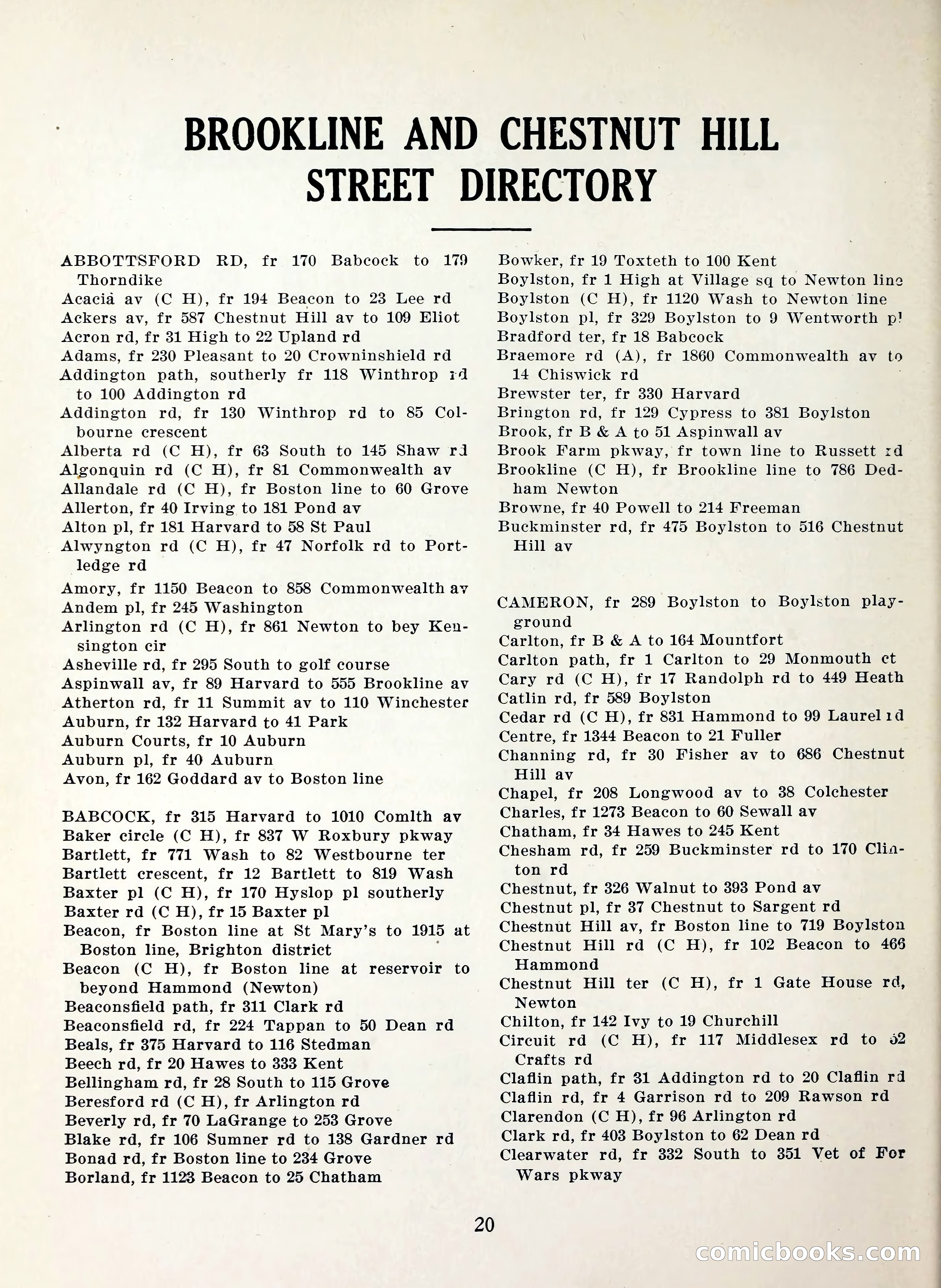 Davis' Blue Book of Brookline, Wellesley and Weston — page 20 of 224
