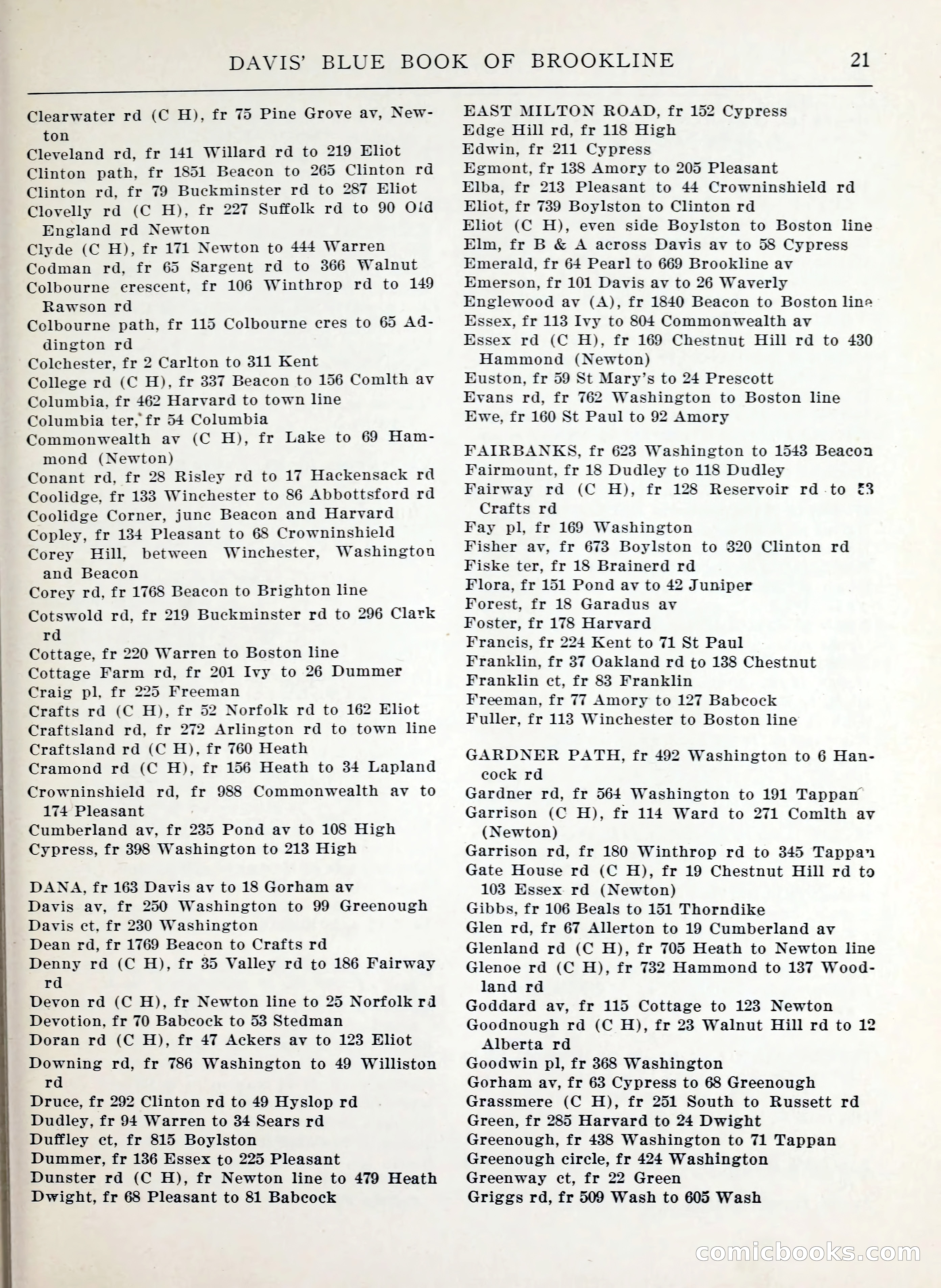 Davis' Blue Book of Brookline, Wellesley and Weston — page 21 of 224