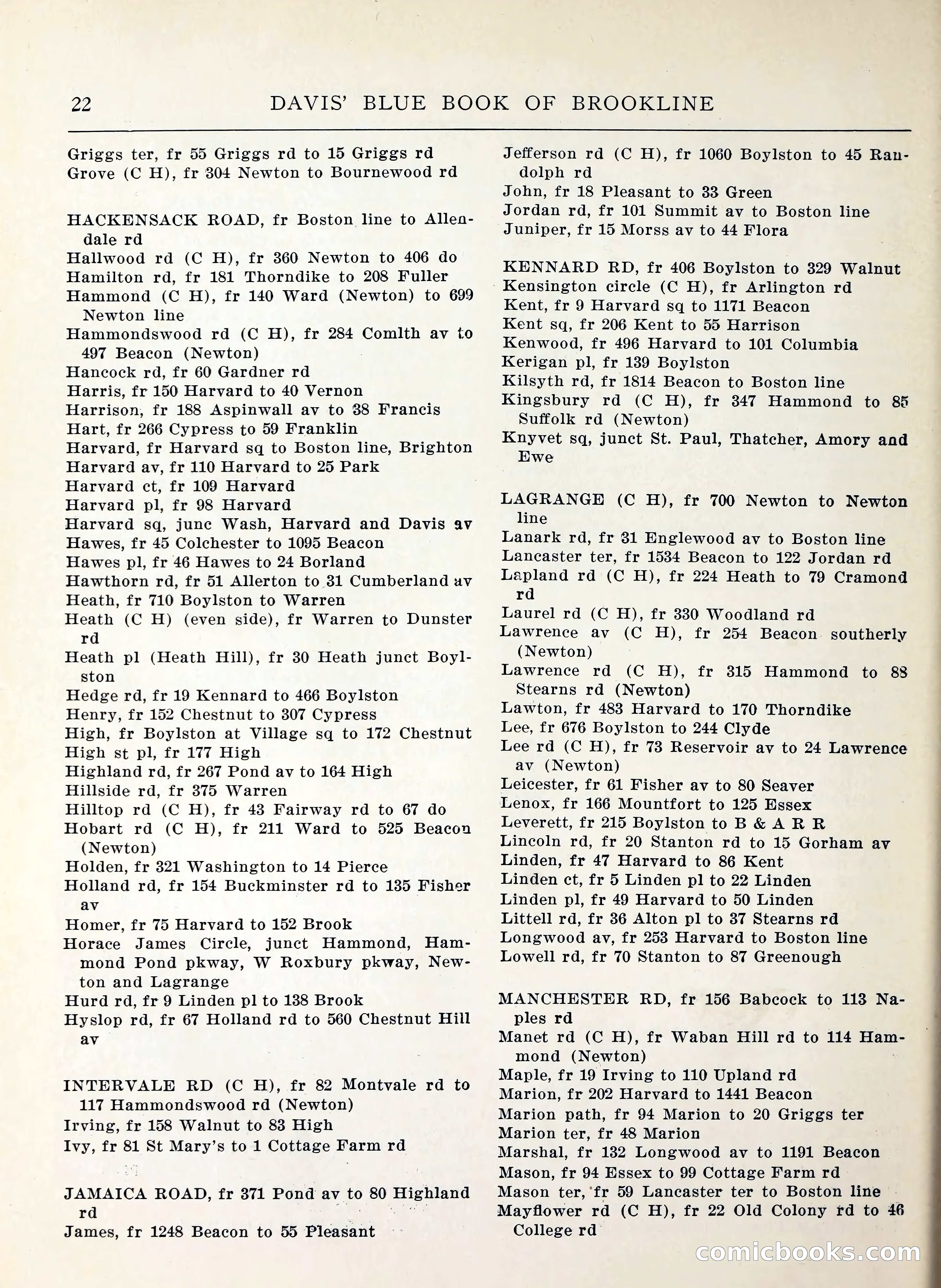Davis' Blue Book of Brookline, Wellesley and Weston — page 22 of 224