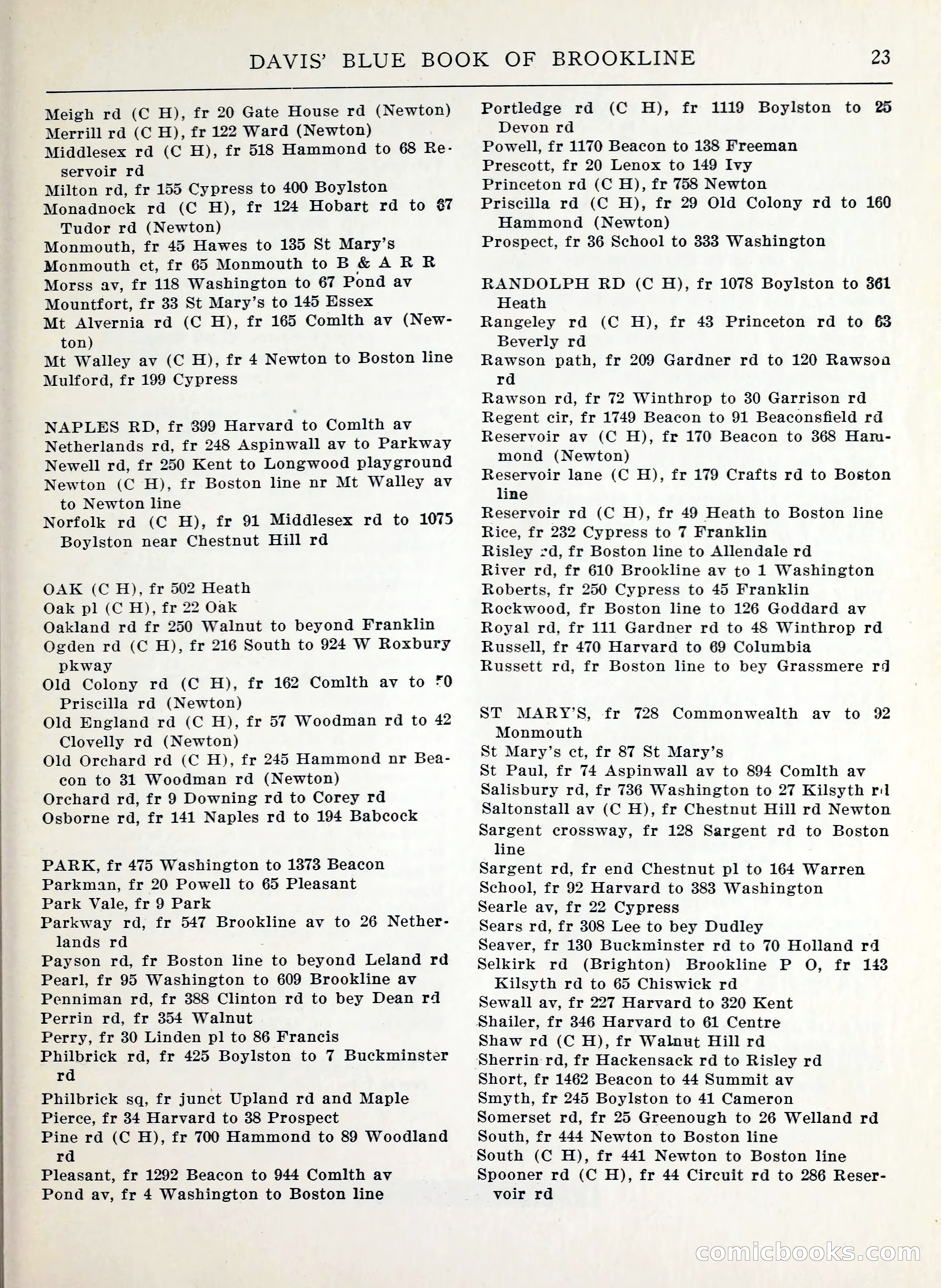 Davis' Blue Book of Brookline, Wellesley and Weston — page 23 of 224