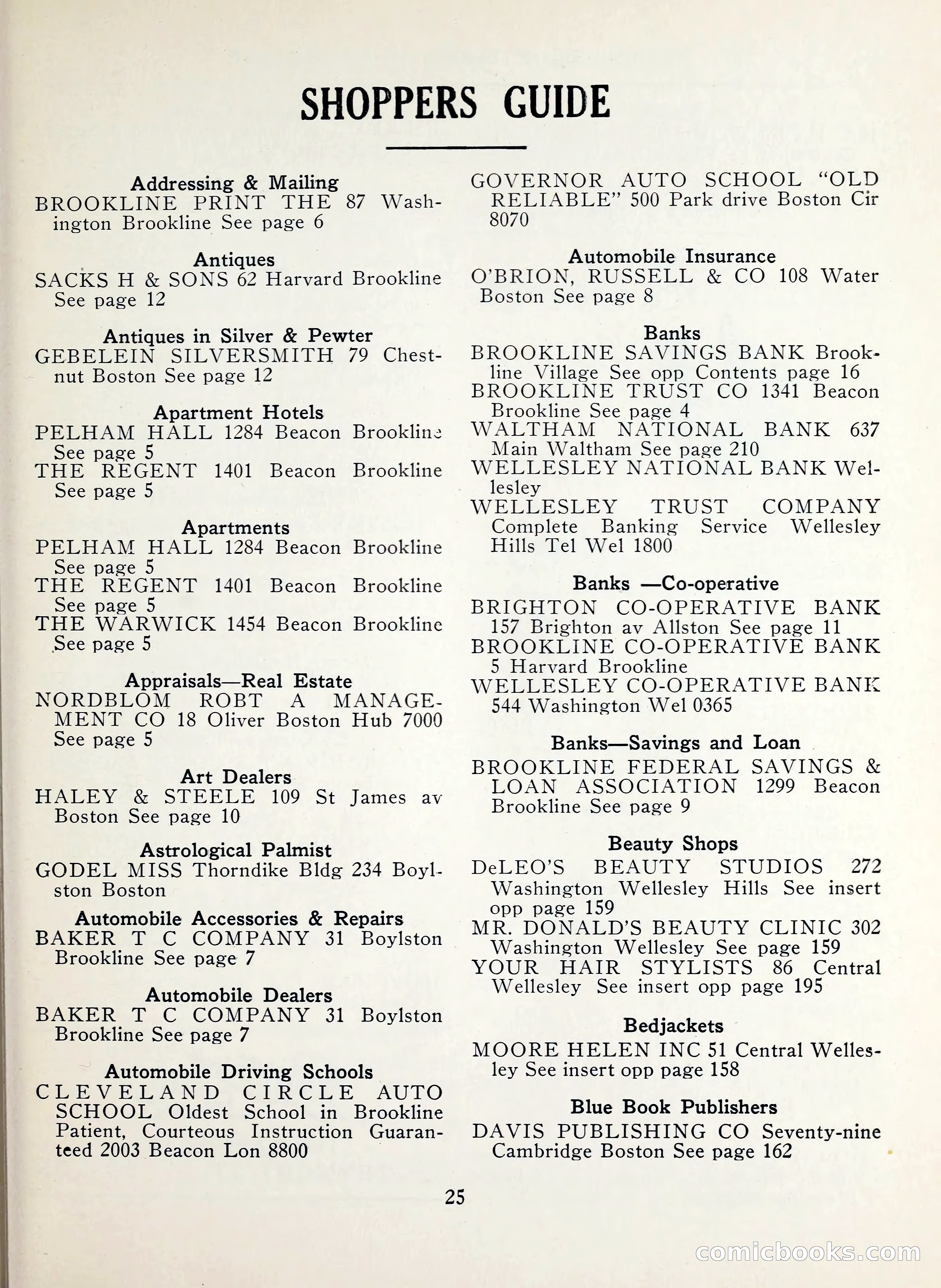 Davis' Blue Book of Brookline, Wellesley and Weston — page 25 of 224