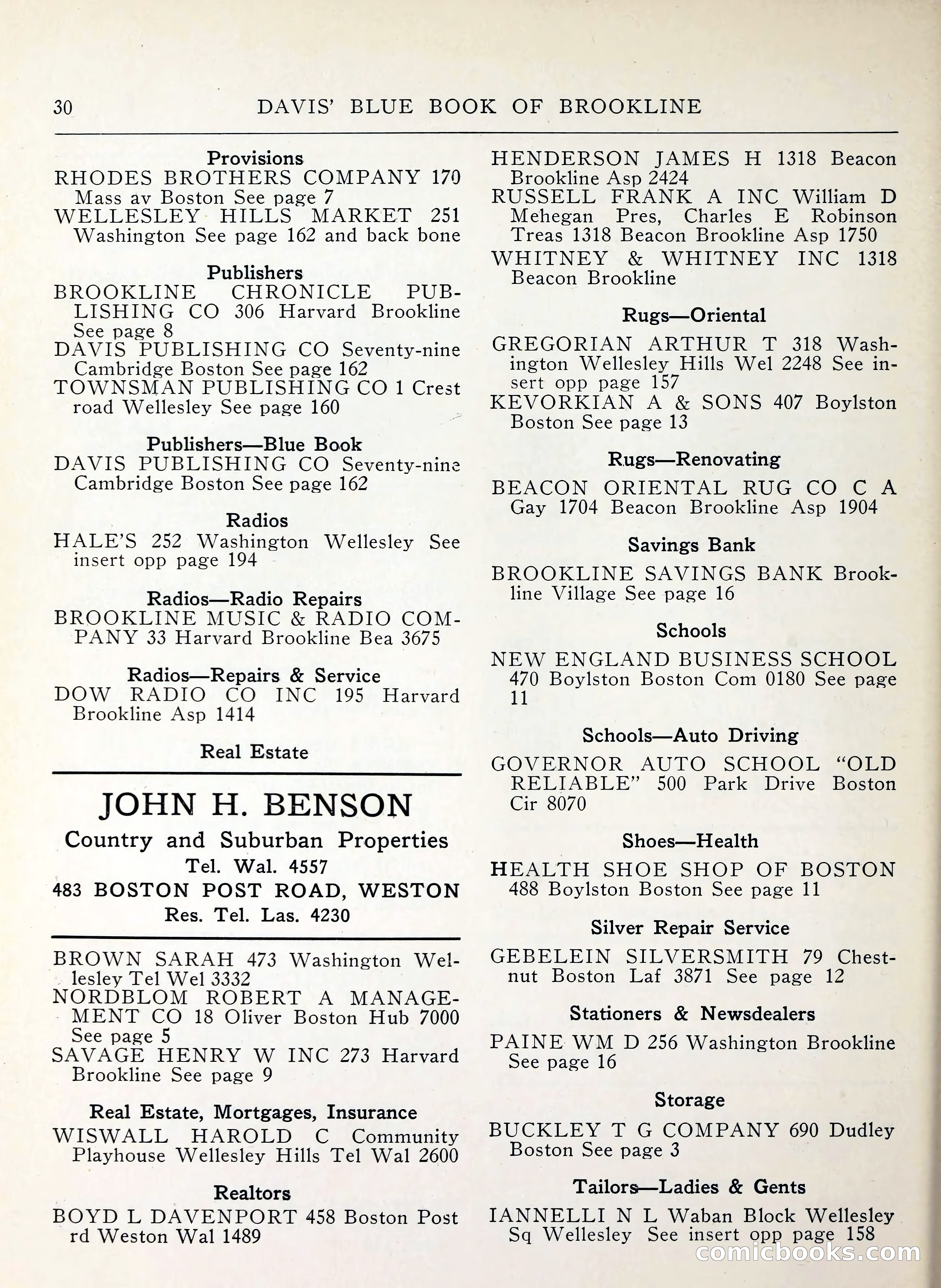 Davis' Blue Book of Brookline, Wellesley and Weston — page 30 of 224