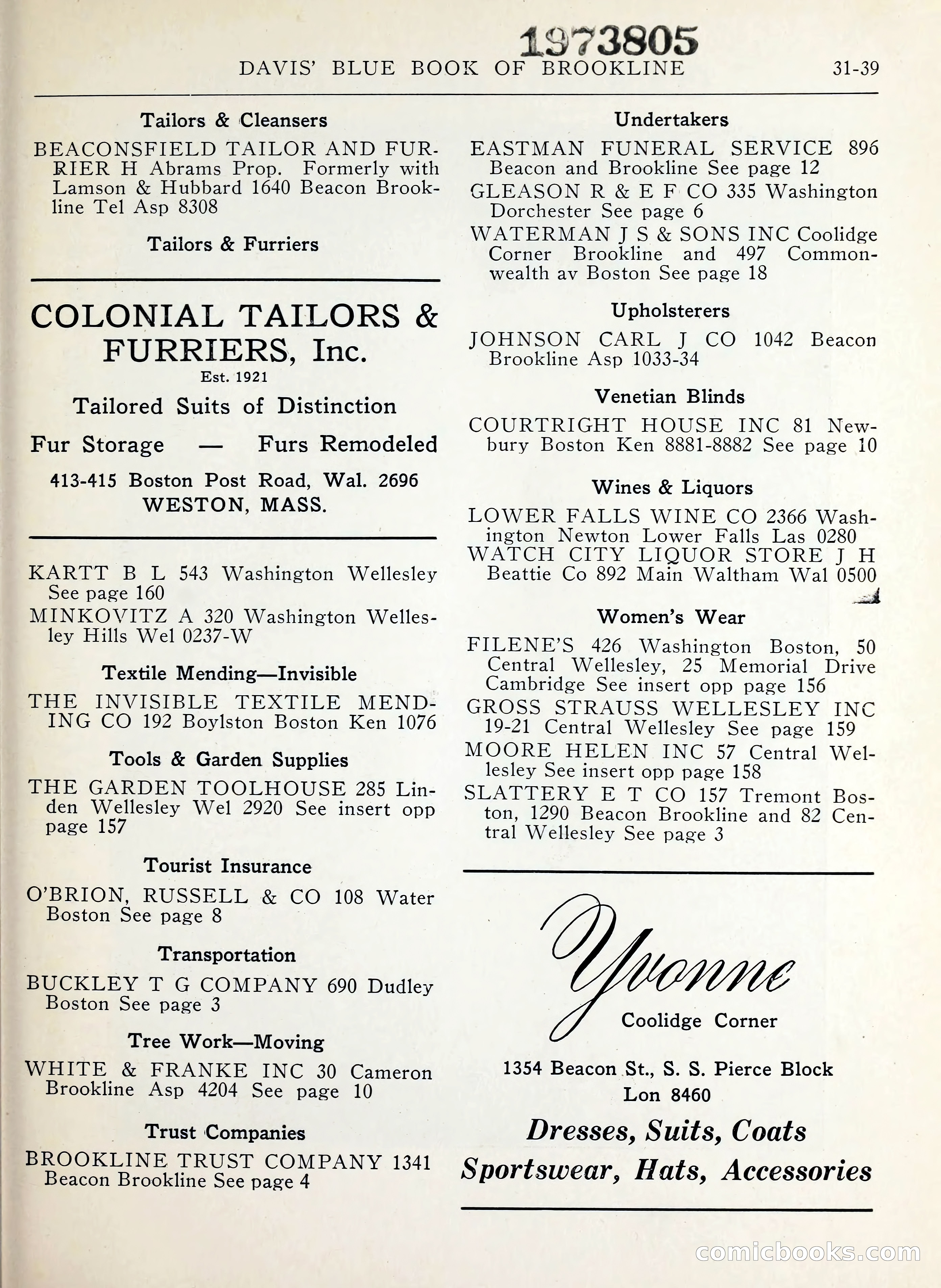 Davis' Blue Book of Brookline, Wellesley and Weston — page 31 of 224