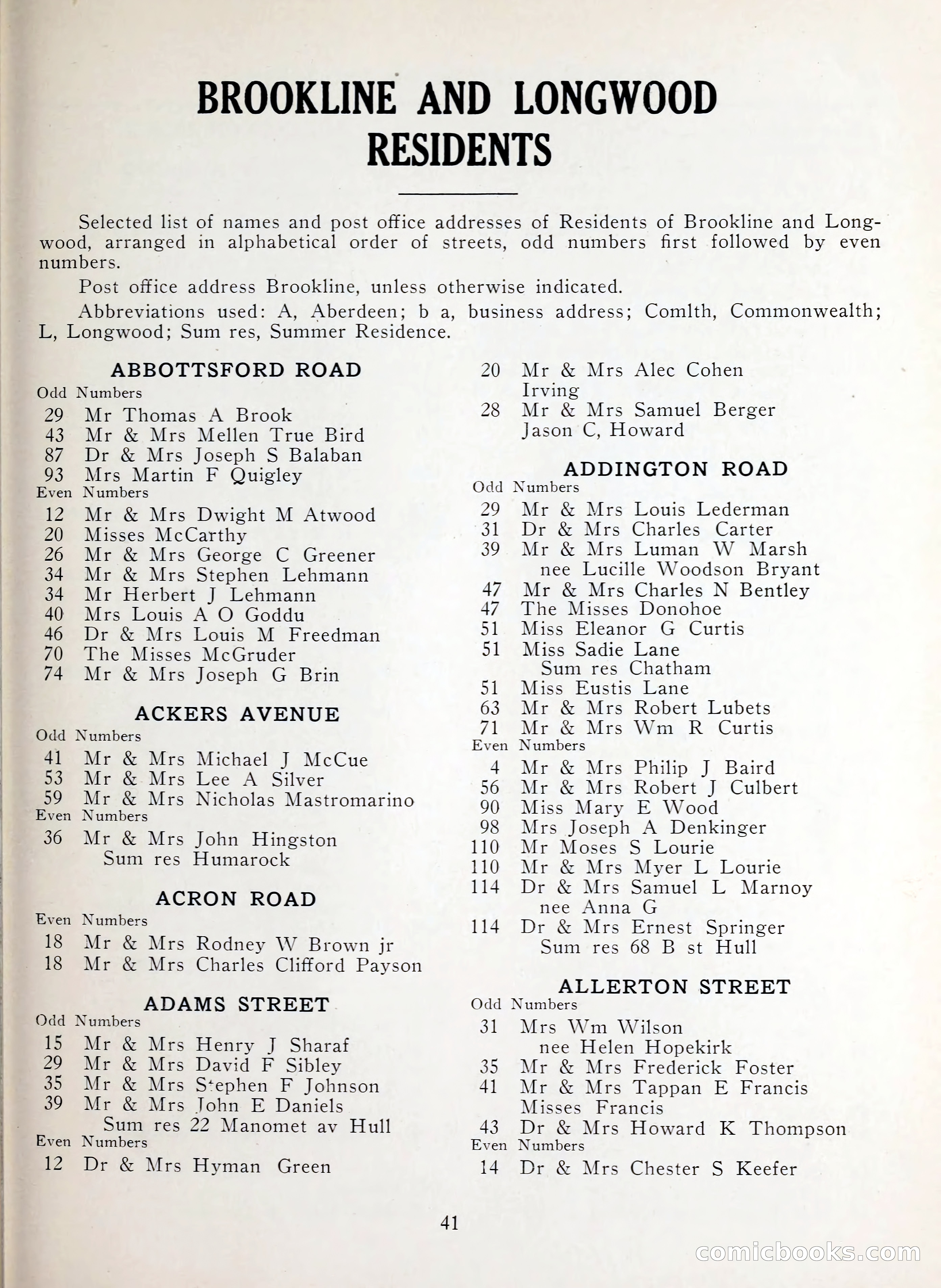 Davis' Blue Book of Brookline, Wellesley and Weston — page 33 of 224
