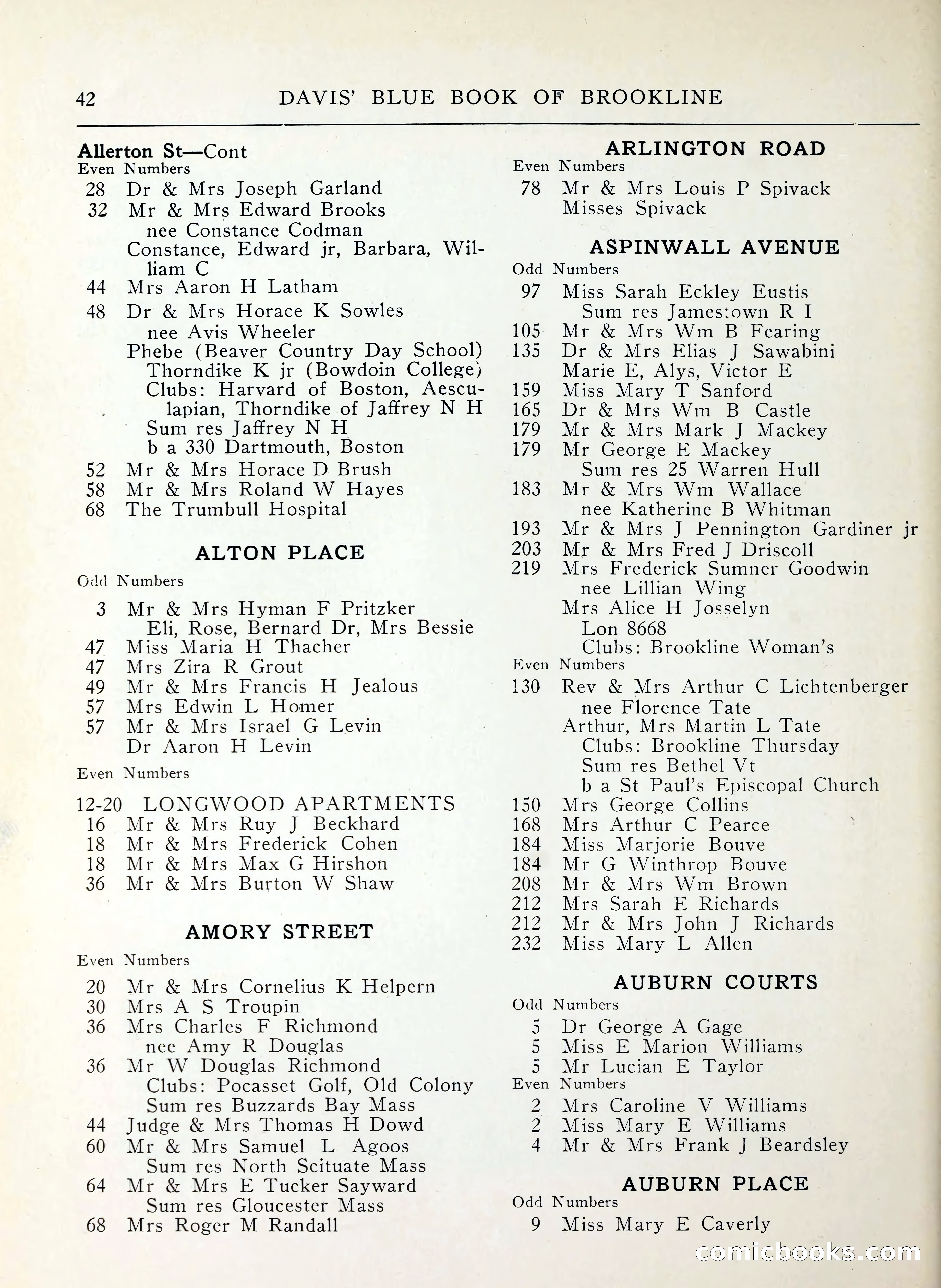 Davis' Blue Book of Brookline, Wellesley and Weston — page 34 of 224