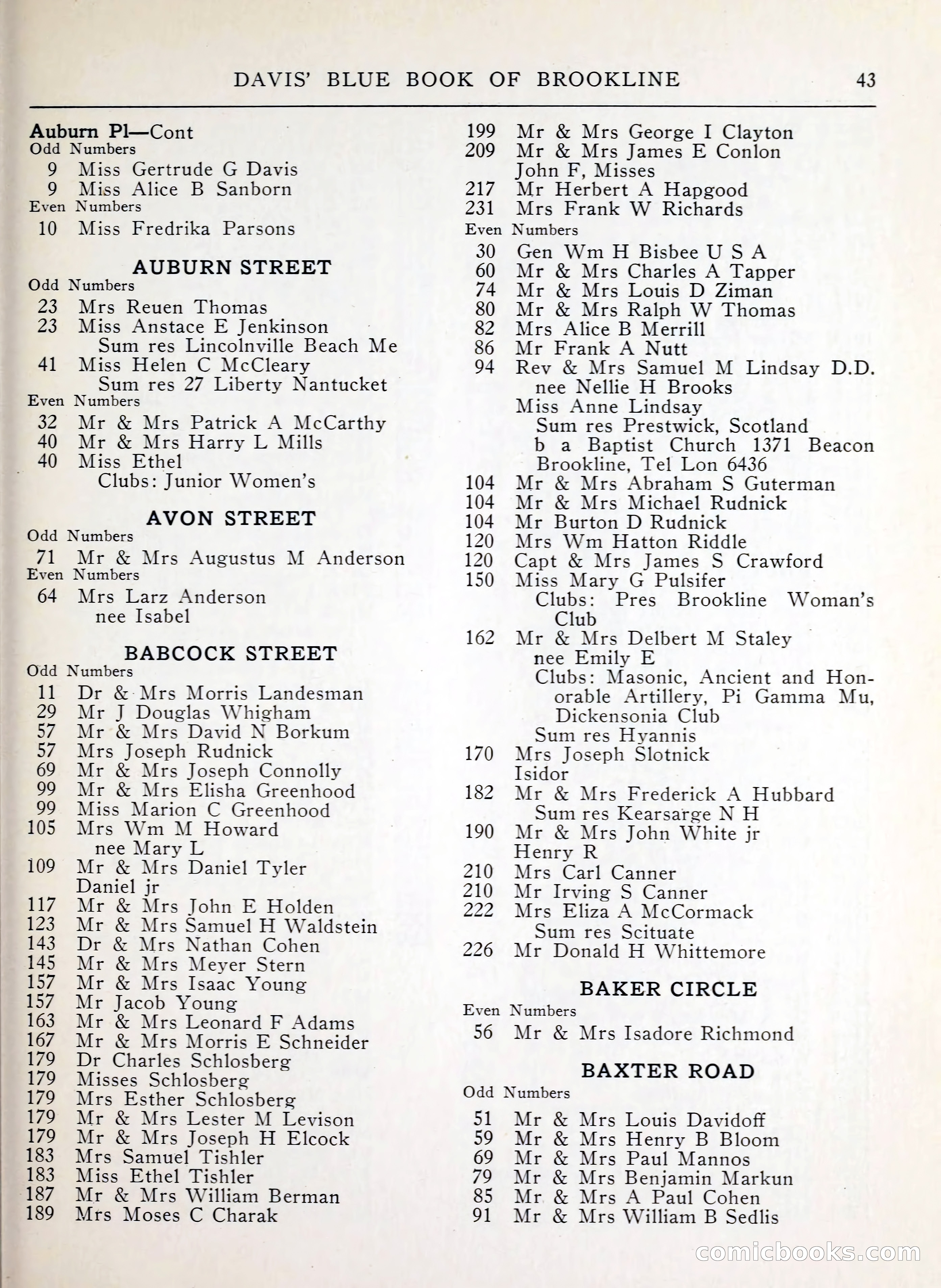 Davis' Blue Book of Brookline, Wellesley and Weston — page 35 of 224
