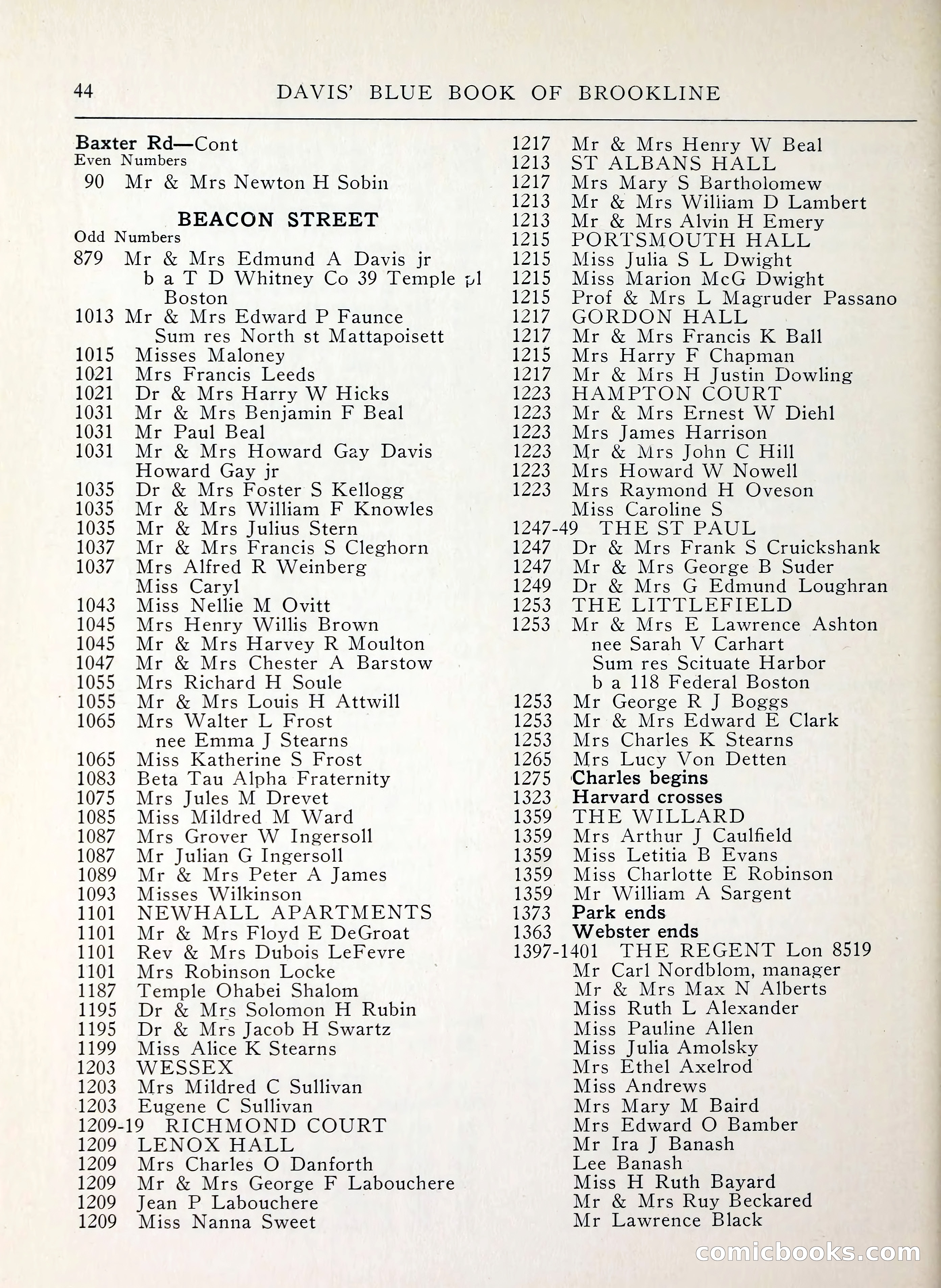 Davis' Blue Book of Brookline, Wellesley and Weston — page 36 of 224