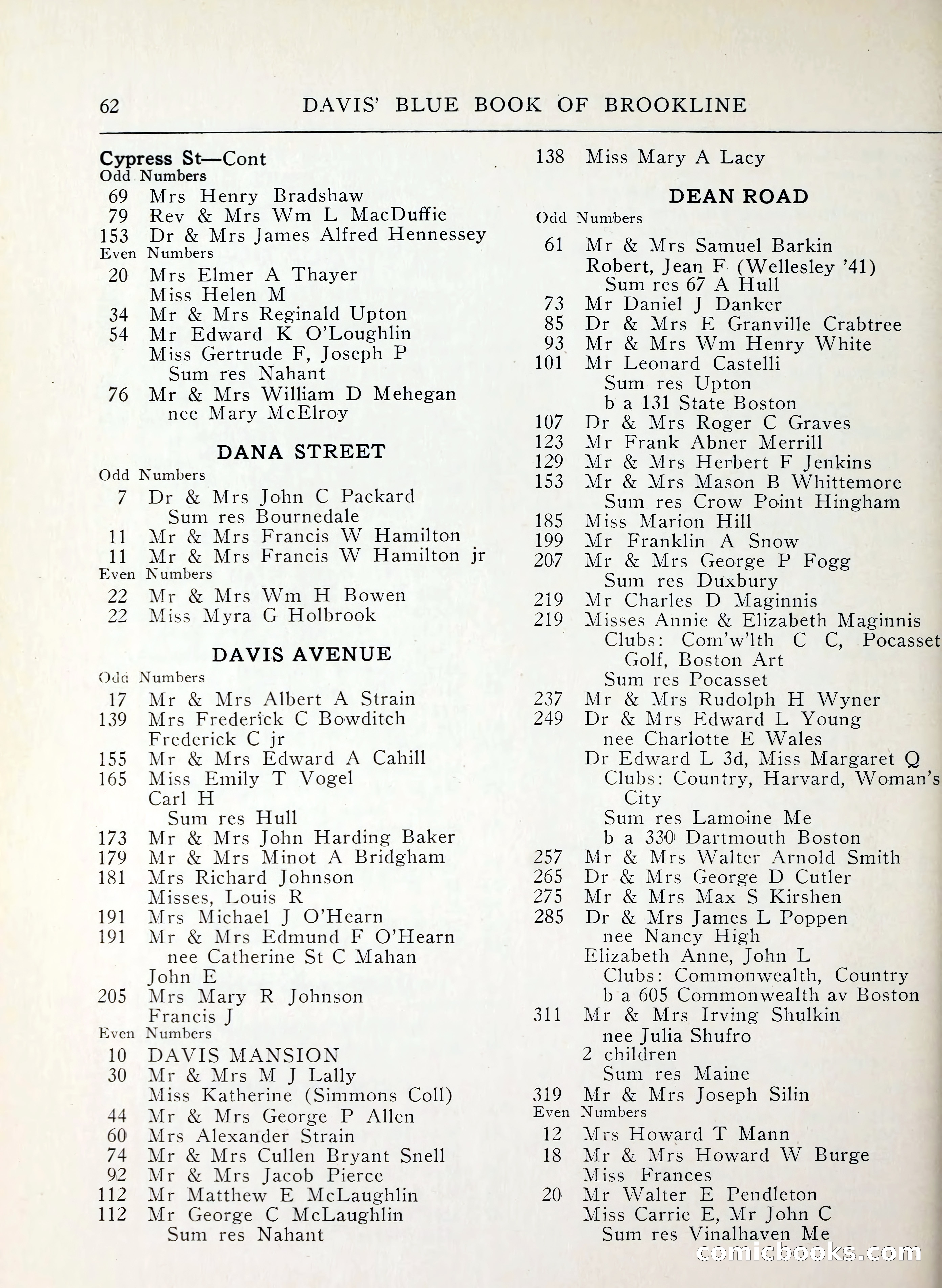 Davis' Blue Book of Brookline, Wellesley and Weston — page 54 of 224