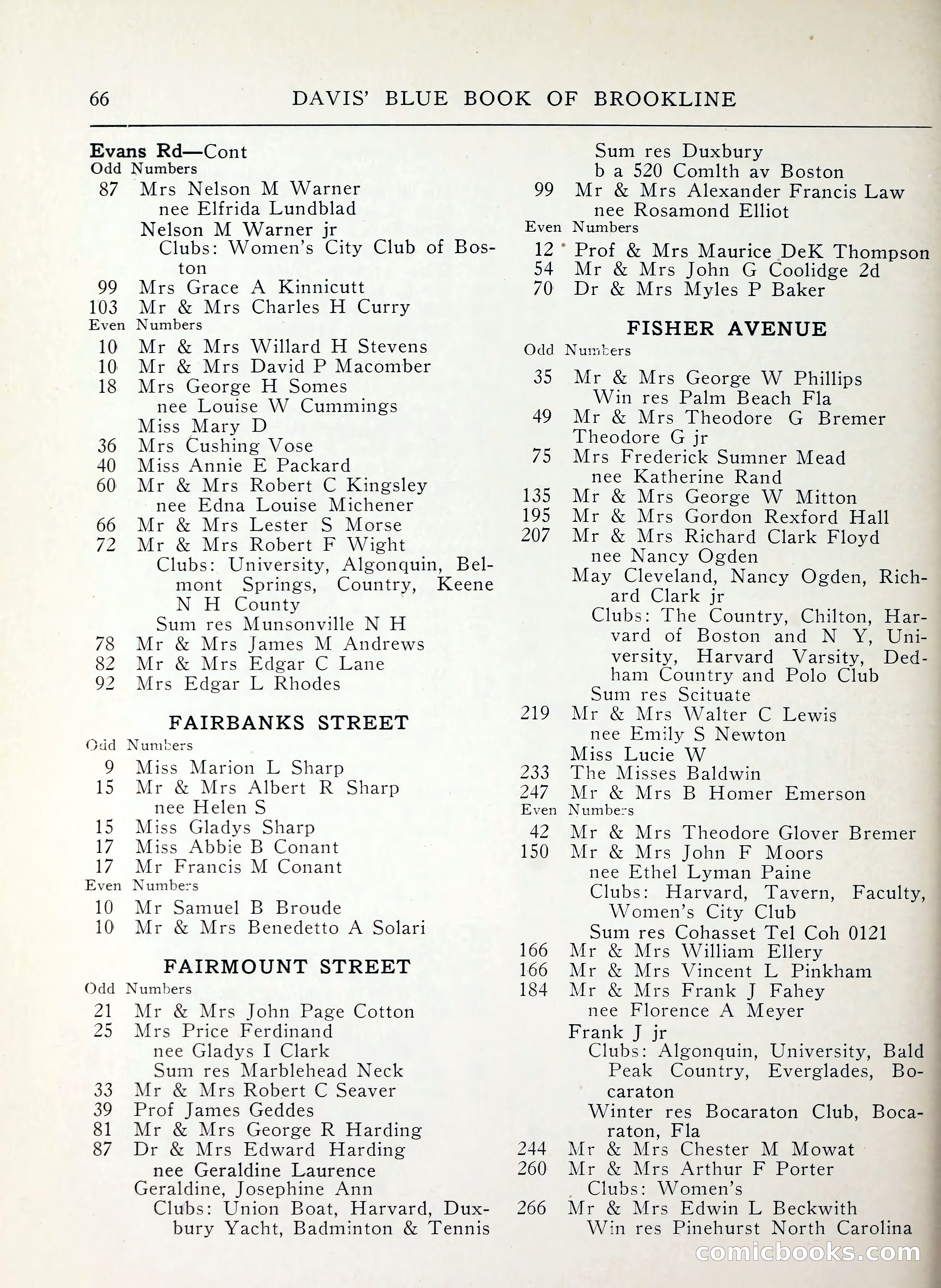 Davis' Blue Book of Brookline, Wellesley and Weston — page 58 of 224