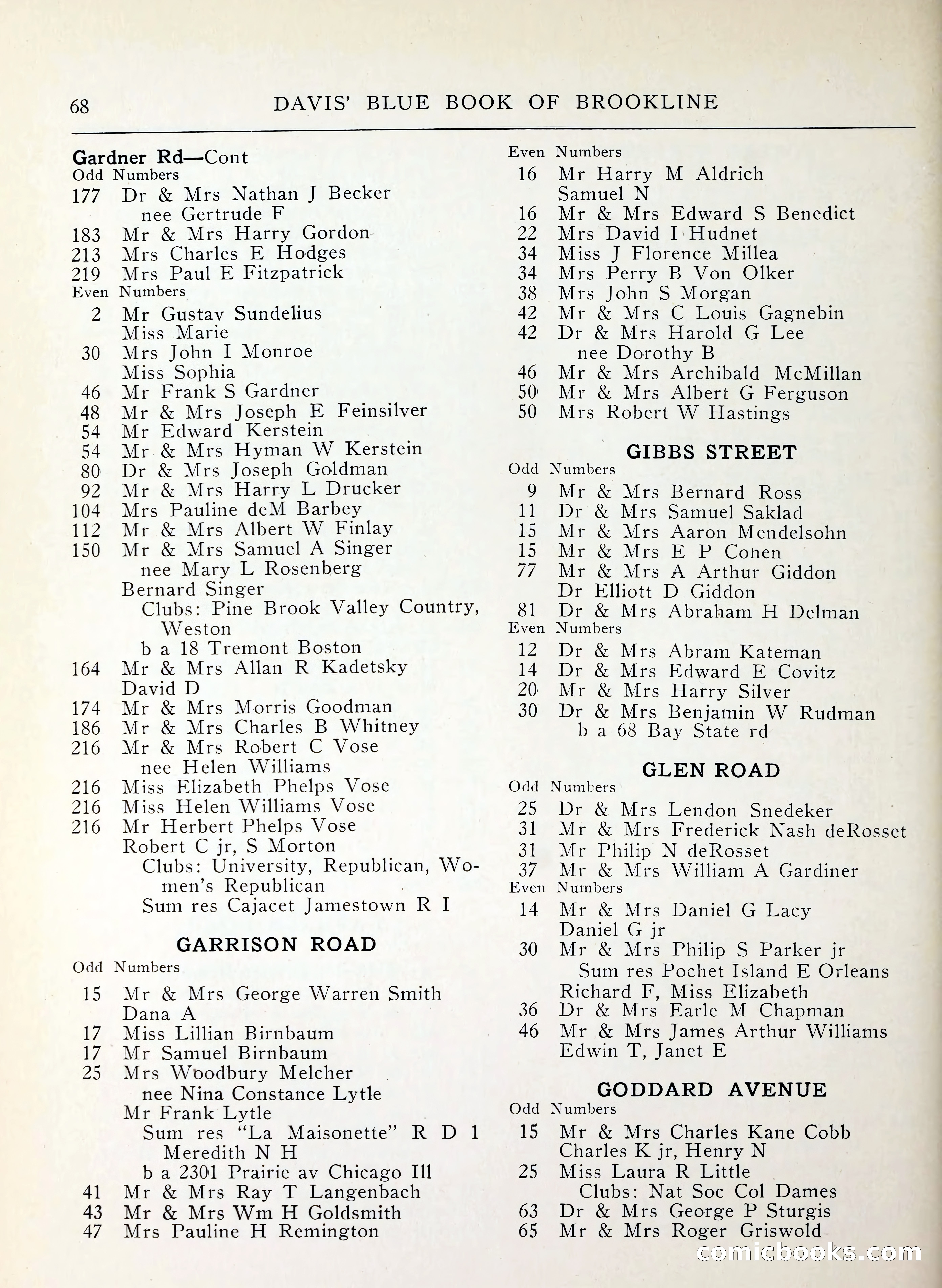 Davis' Blue Book of Brookline, Wellesley and Weston — page 60 of 224