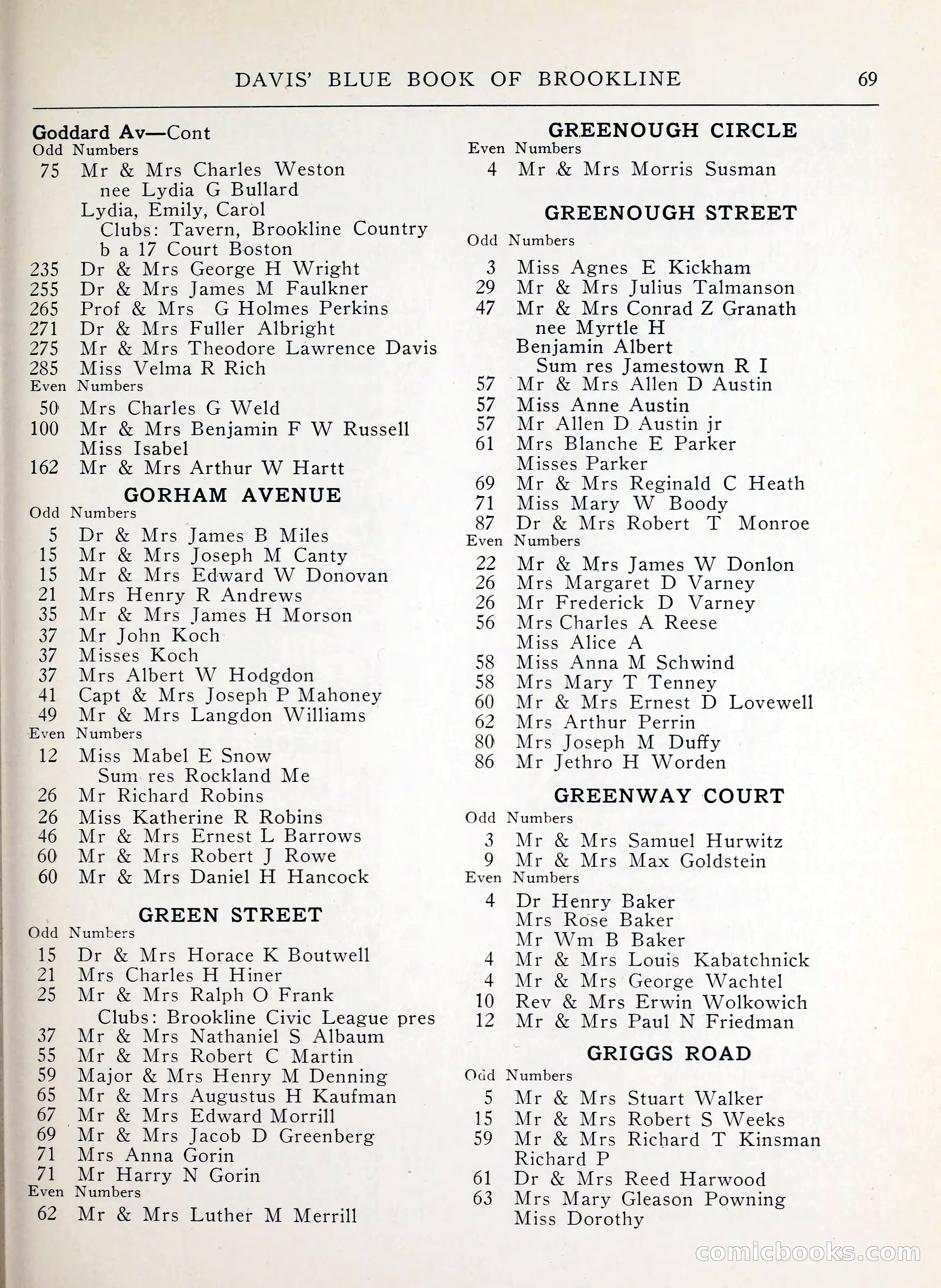 Davis' Blue Book of Brookline, Wellesley and Weston — page 61 of 224