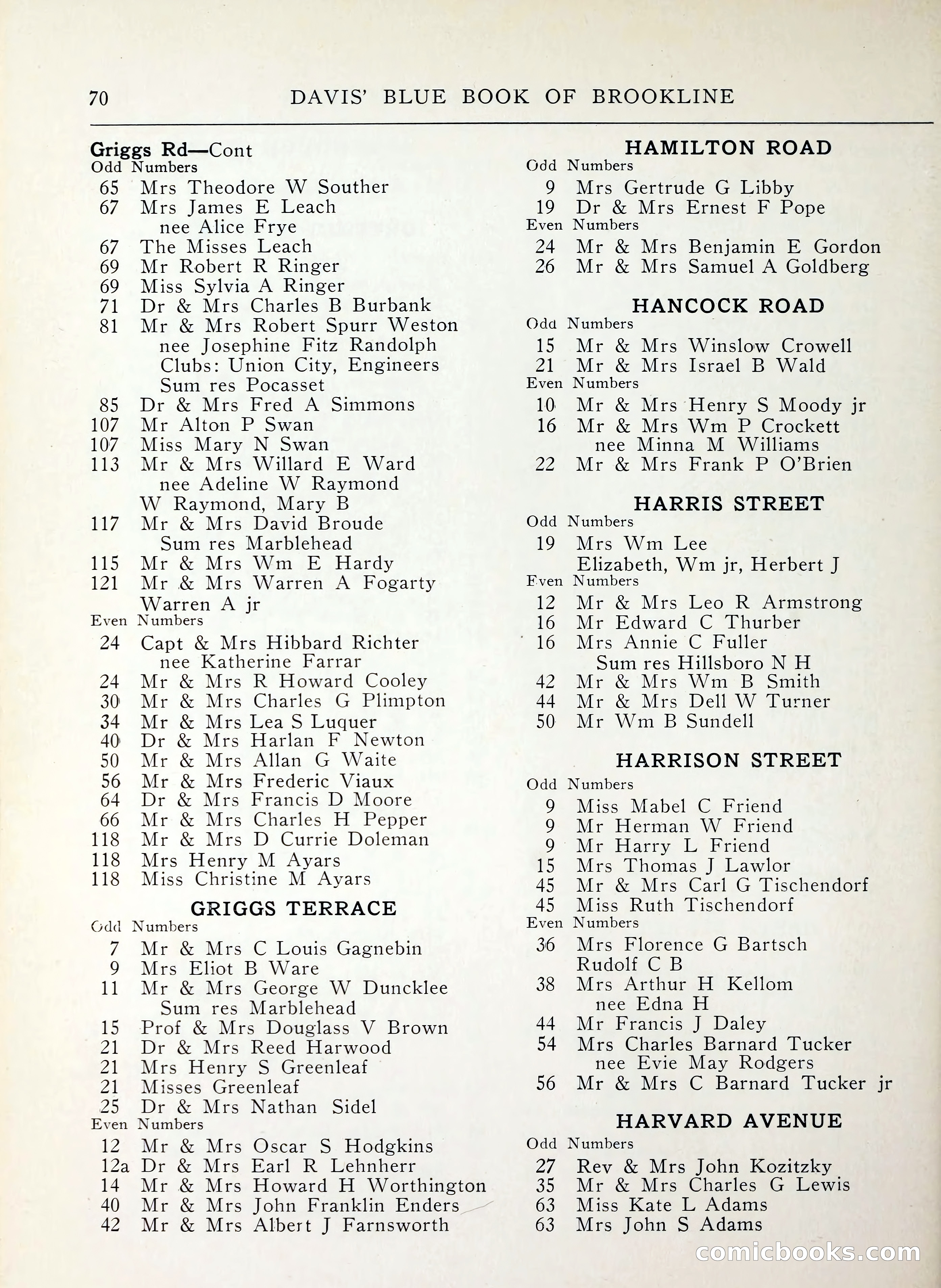 Davis' Blue Book of Brookline, Wellesley and Weston — page 62 of 224
