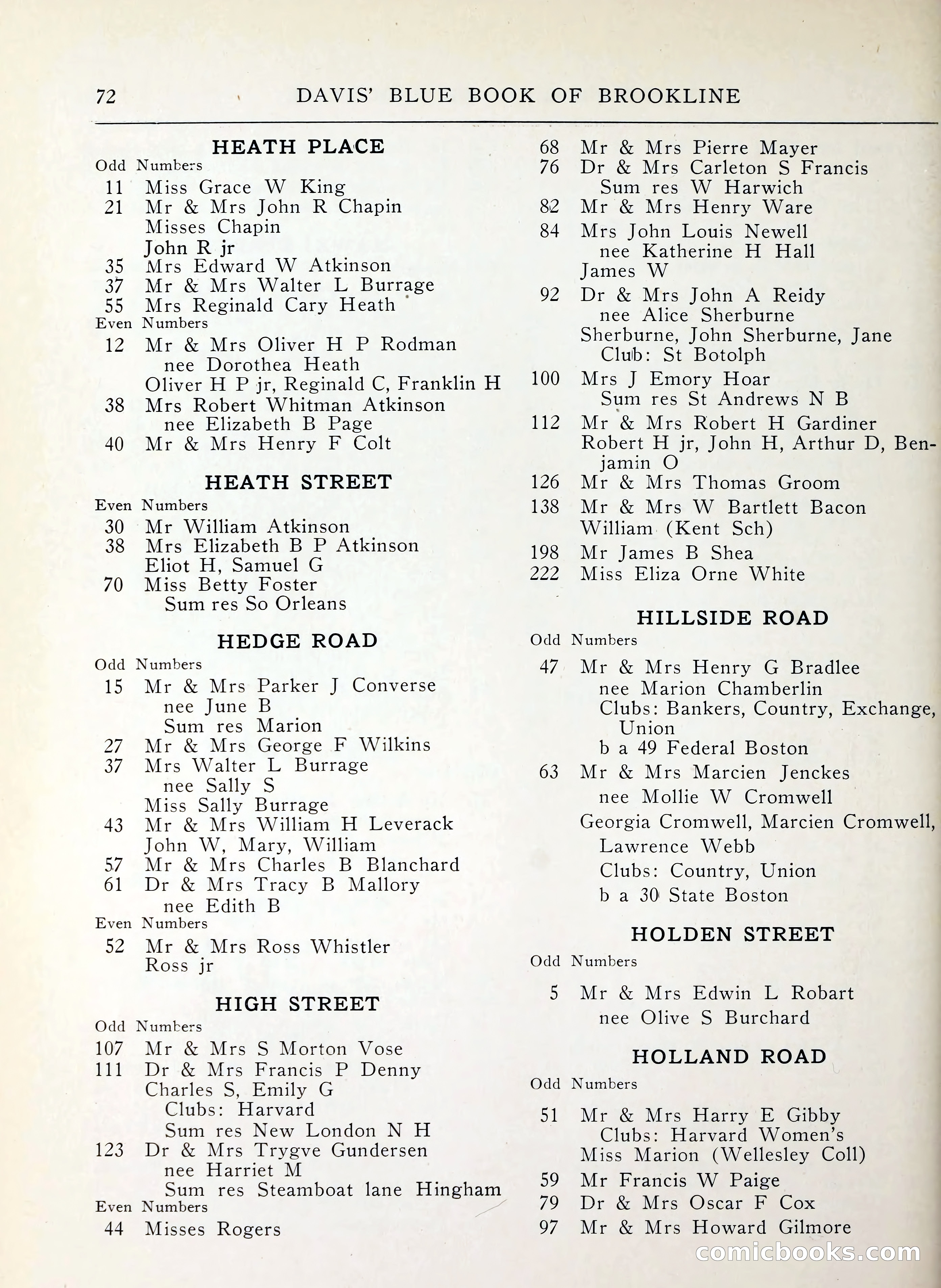 Davis' Blue Book of Brookline, Wellesley and Weston — page 64 of 224