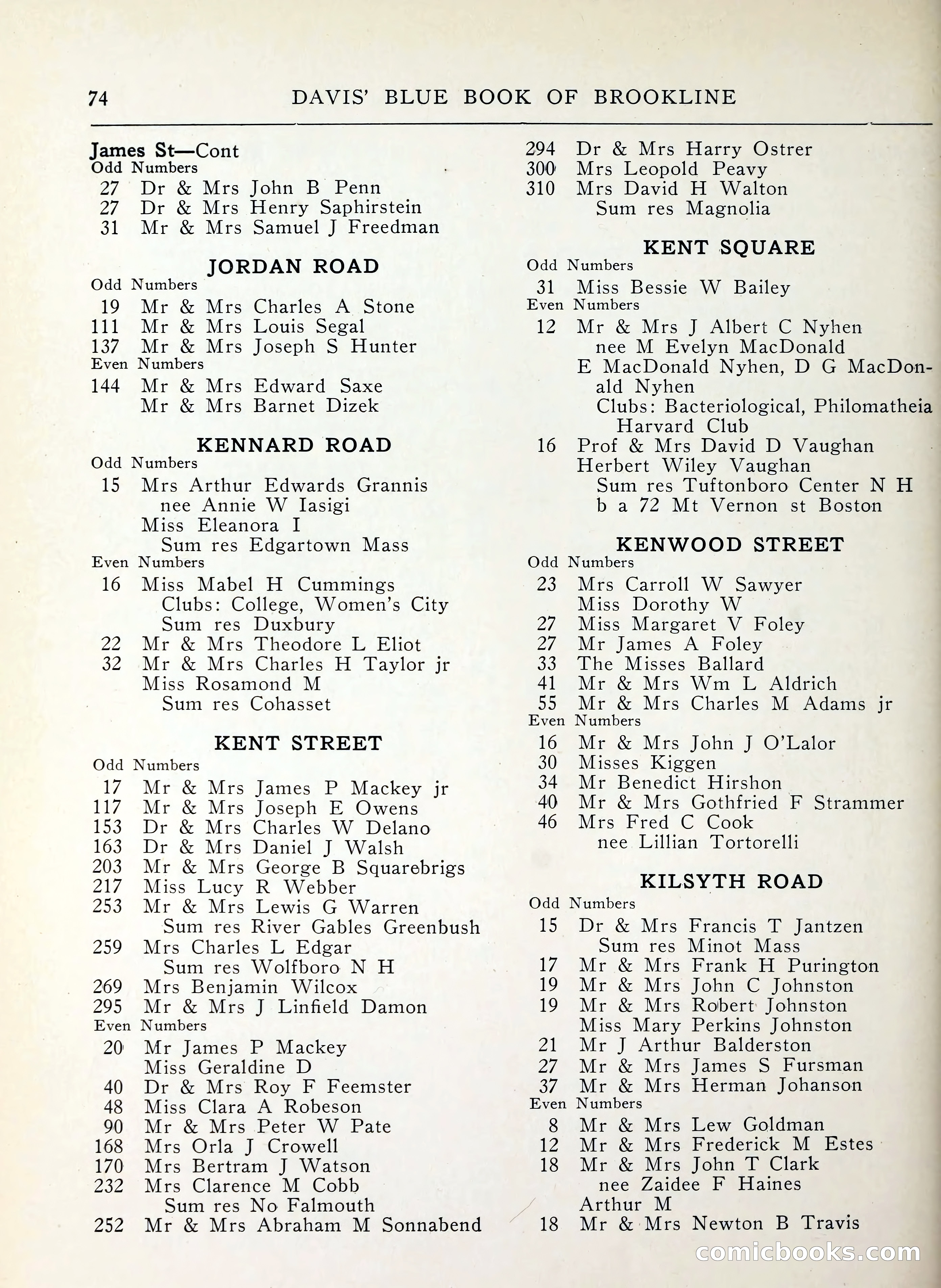 Davis' Blue Book of Brookline, Wellesley and Weston — page 66 of 224