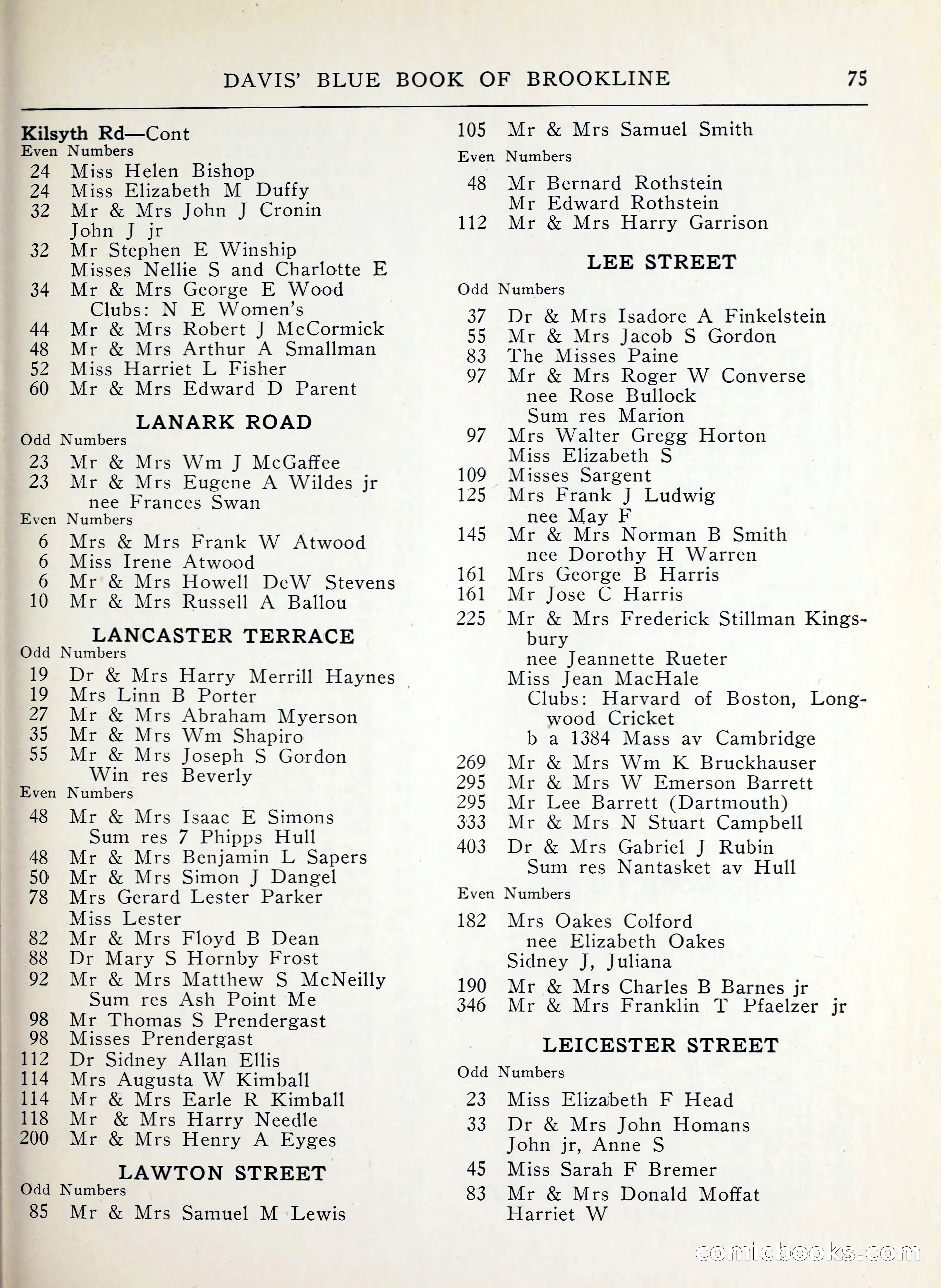 Davis' Blue Book of Brookline, Wellesley and Weston — page 67 of 224
