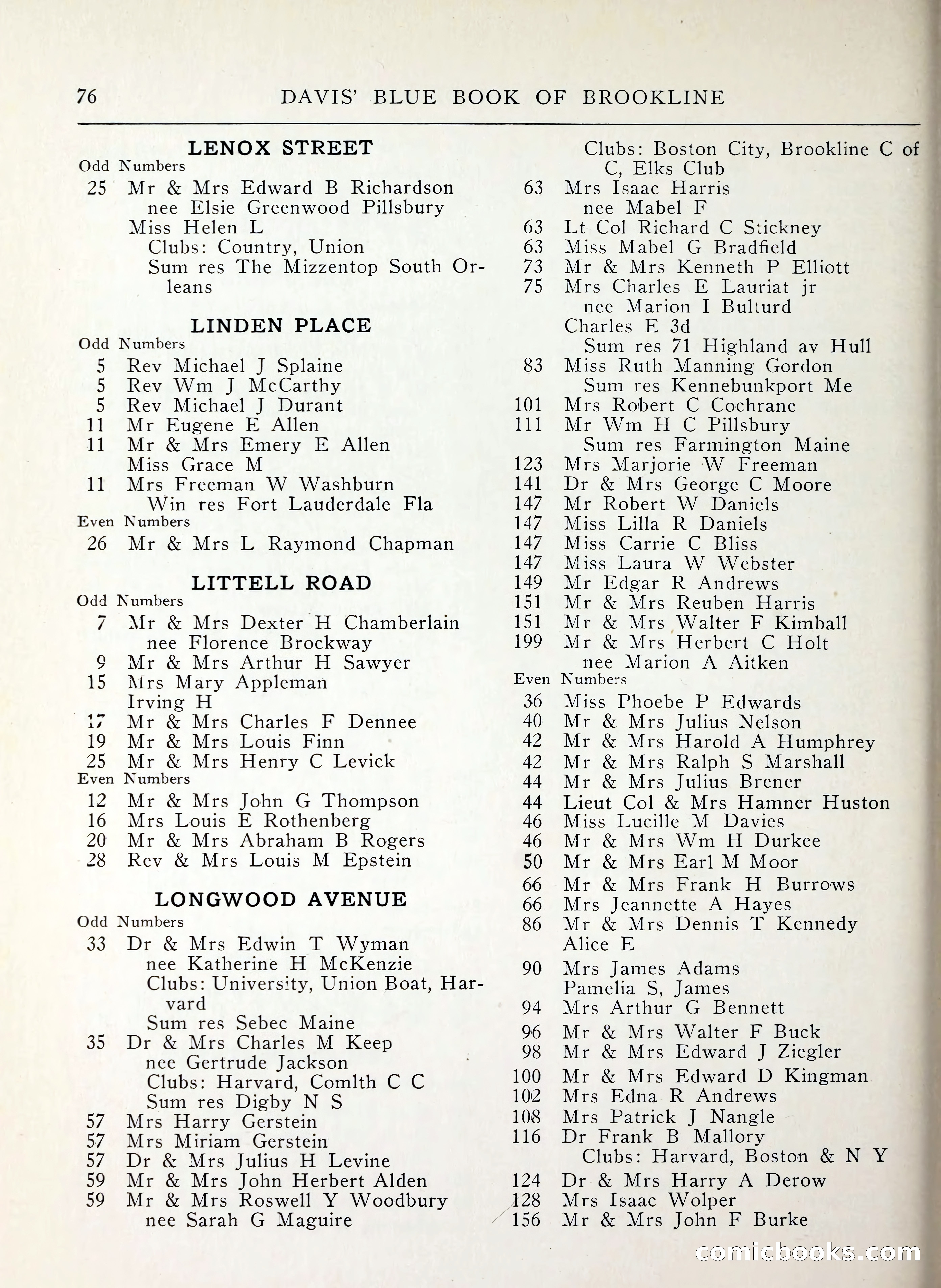 Davis' Blue Book of Brookline, Wellesley and Weston — page 68 of 224