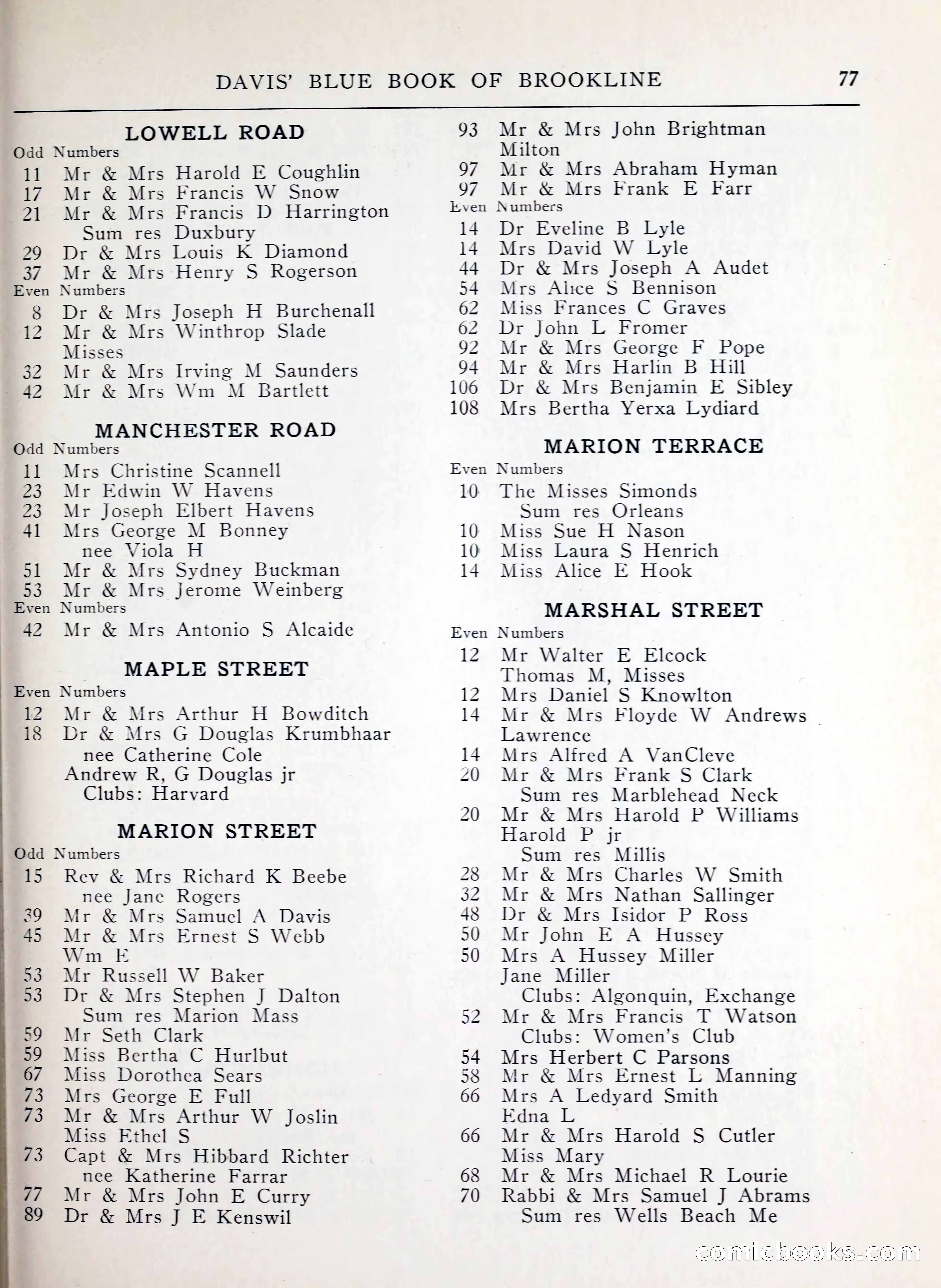 Davis' Blue Book of Brookline, Wellesley and Weston — page 69 of 224