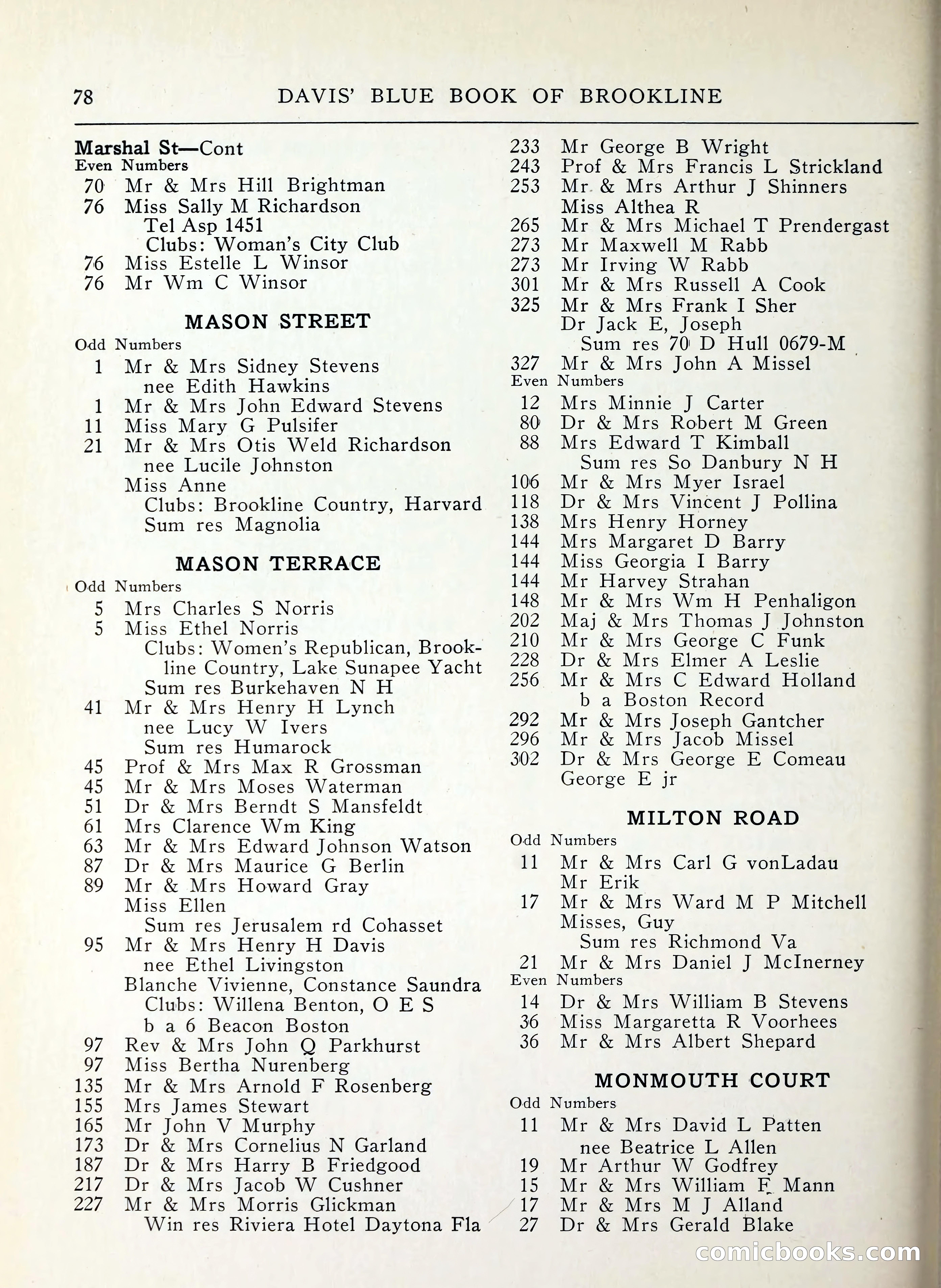 Davis' Blue Book of Brookline, Wellesley and Weston — page 70 of 224