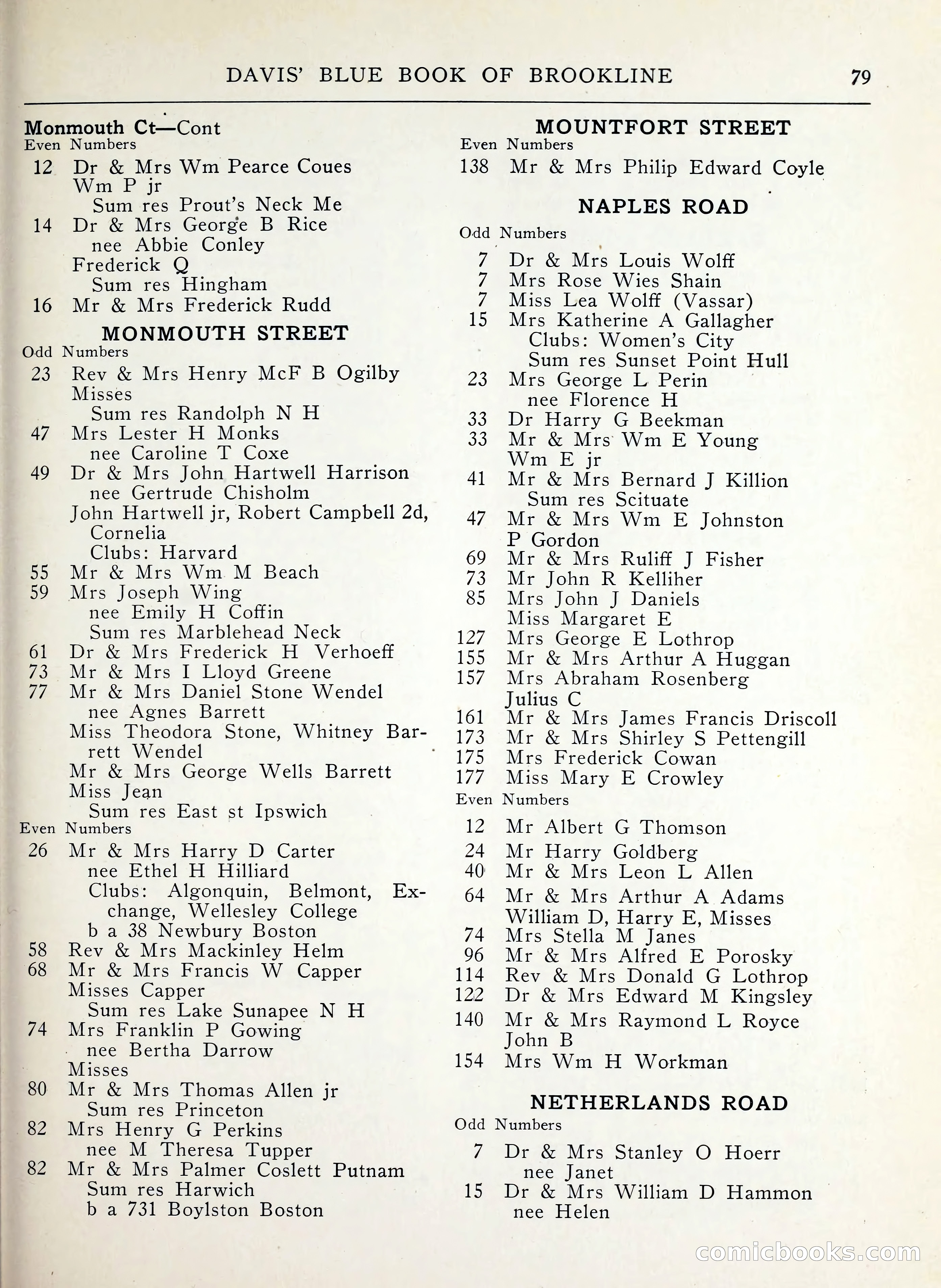 Davis' Blue Book of Brookline, Wellesley and Weston — page 71 of 224