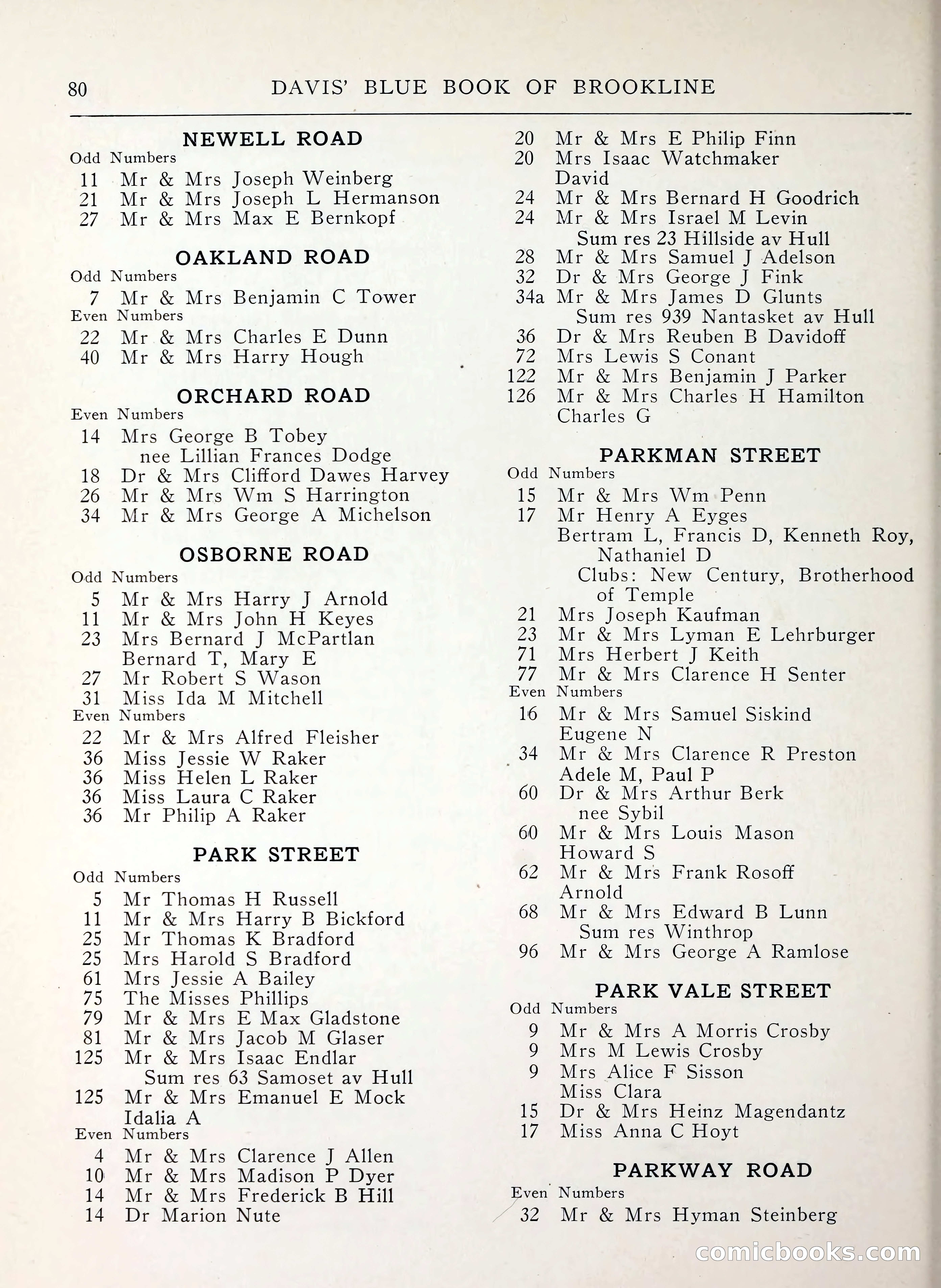 Davis' Blue Book of Brookline, Wellesley and Weston — page 72 of 224