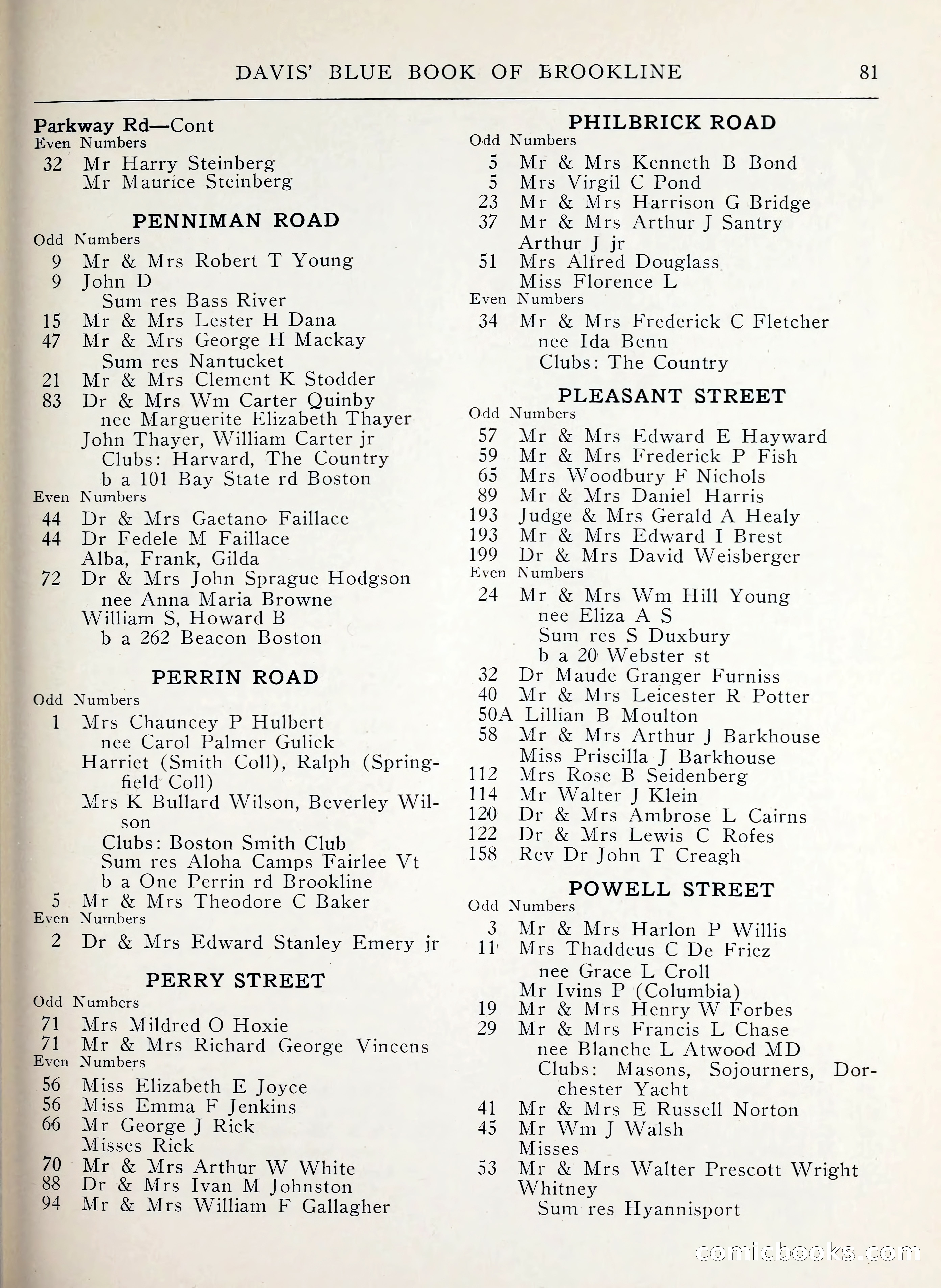 Davis' Blue Book of Brookline, Wellesley and Weston — page 73 of 224