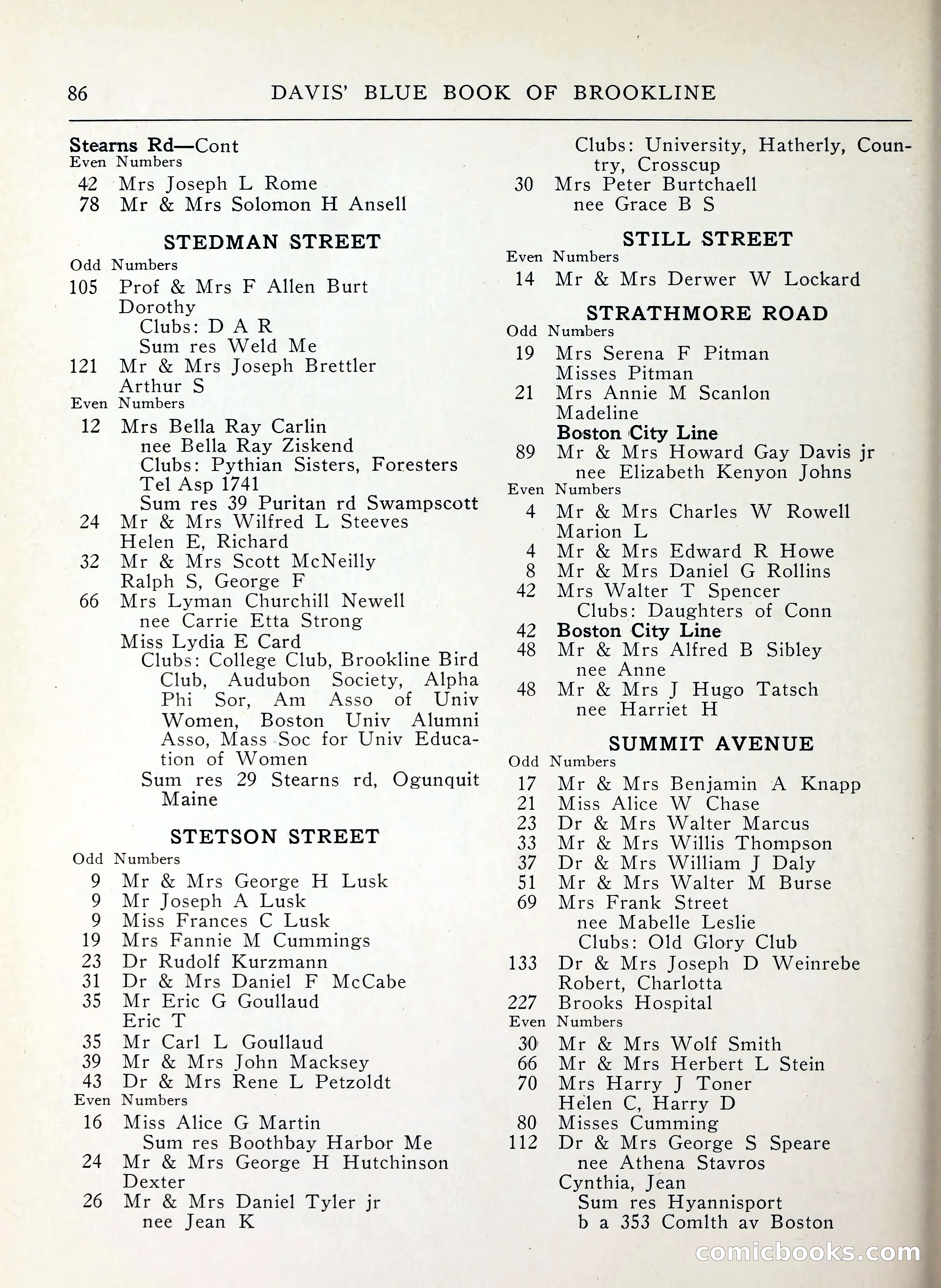 Davis' Blue Book of Brookline, Wellesley and Weston — page 78 of 224