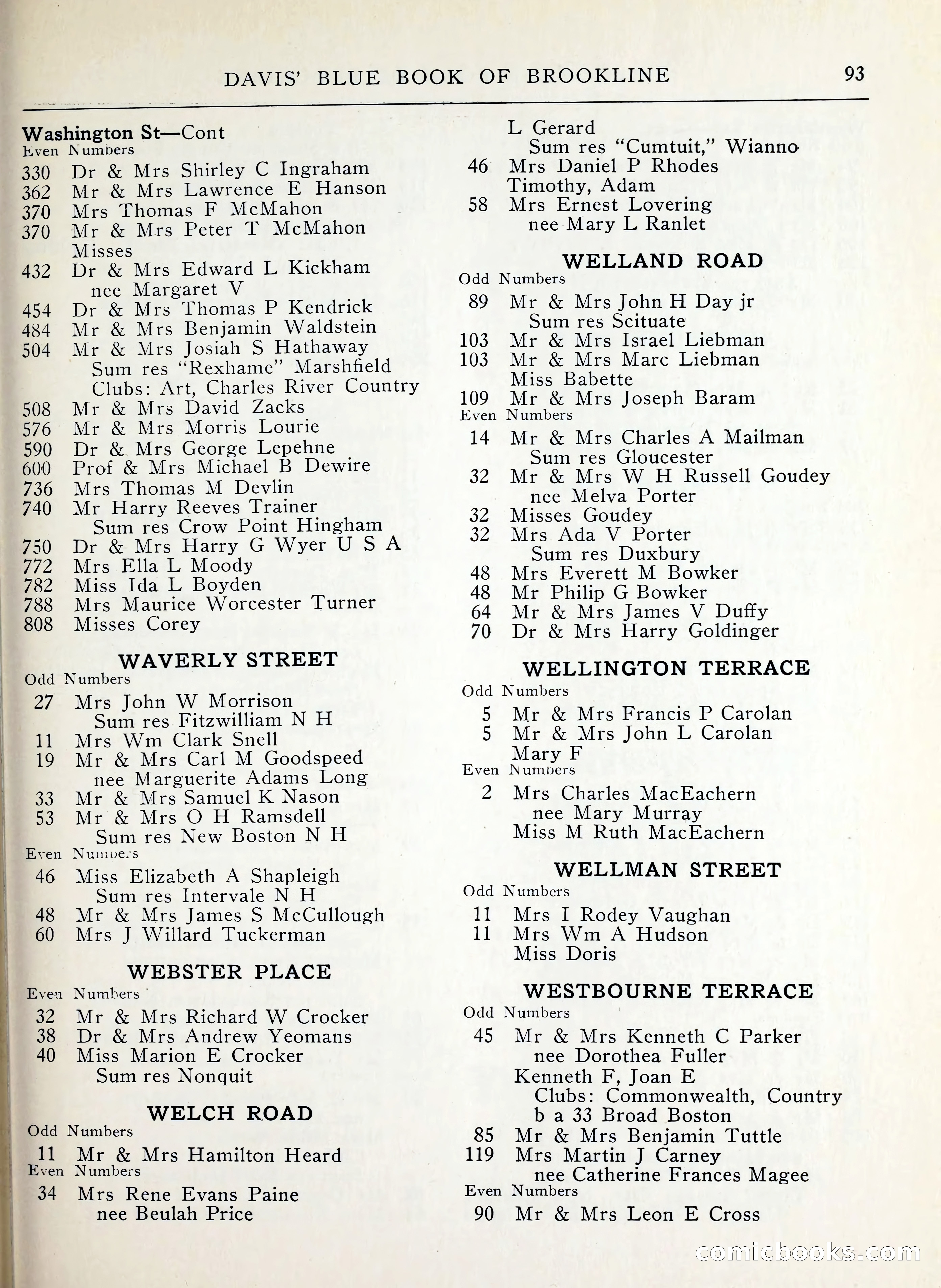 Davis' Blue Book of Brookline, Wellesley and Weston — page 85 of 224