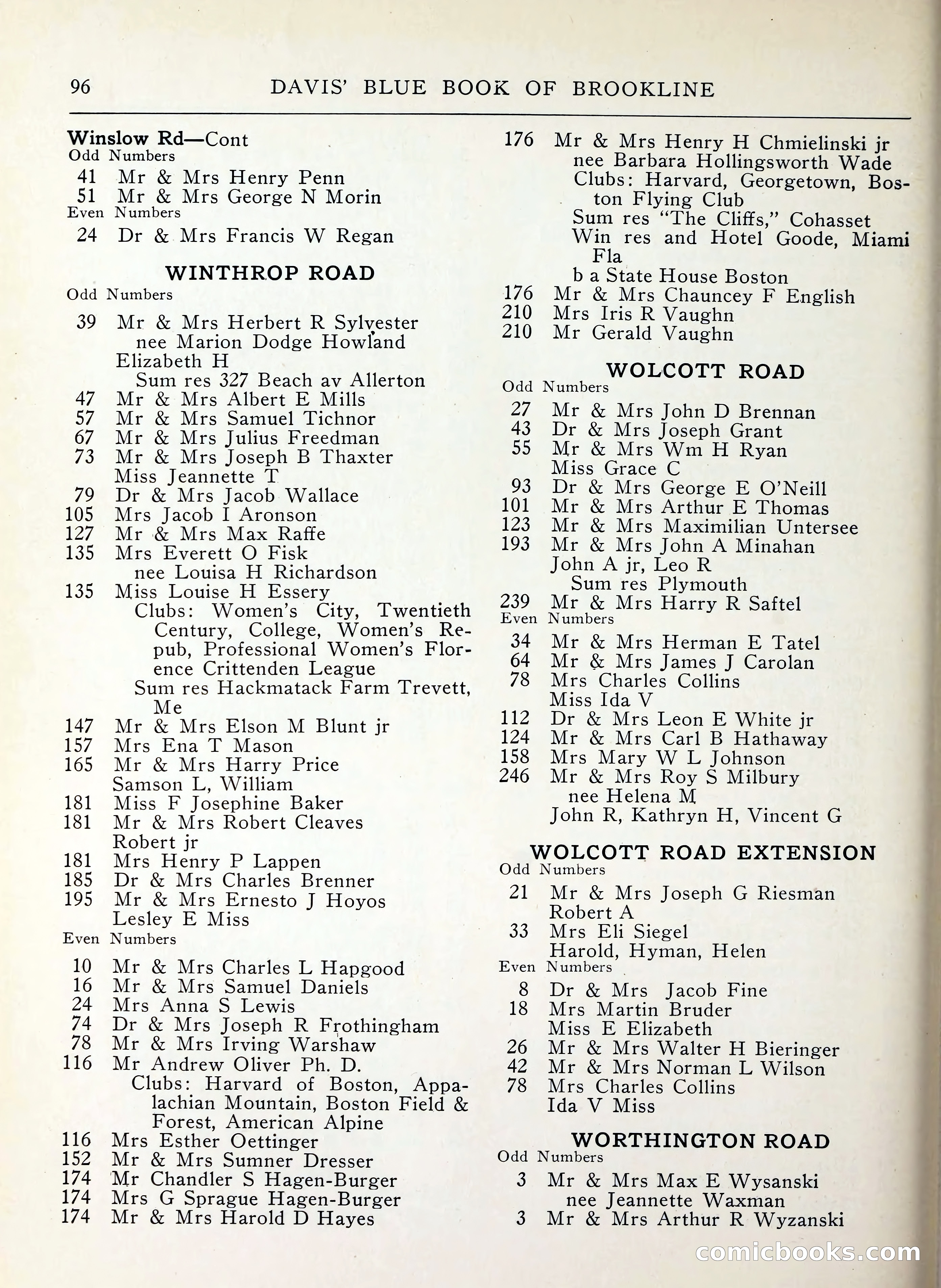 Davis' Blue Book of Brookline, Wellesley and Weston — page 88 of 224