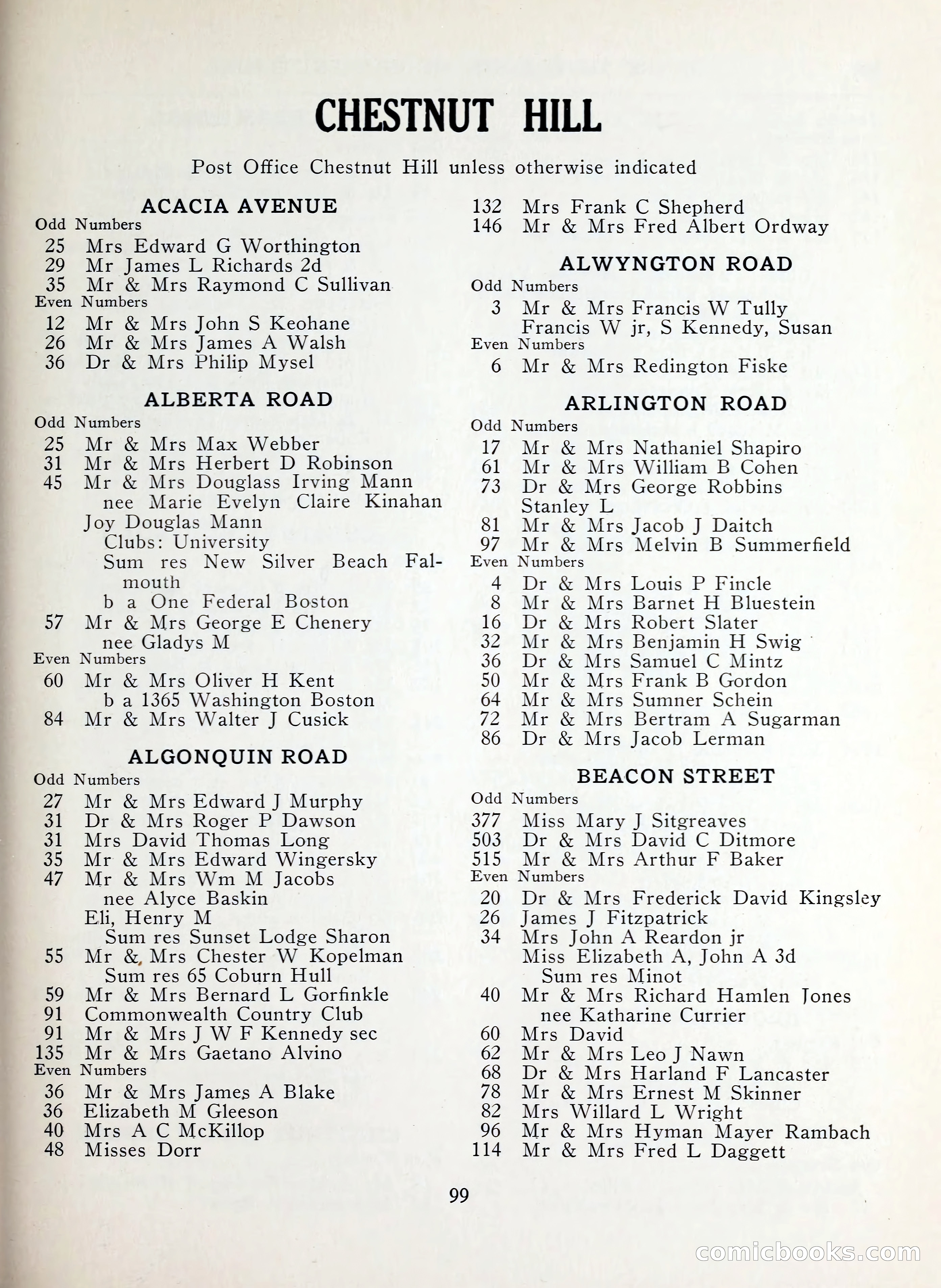Davis' Blue Book of Brookline, Wellesley and Weston — page 91 of 224