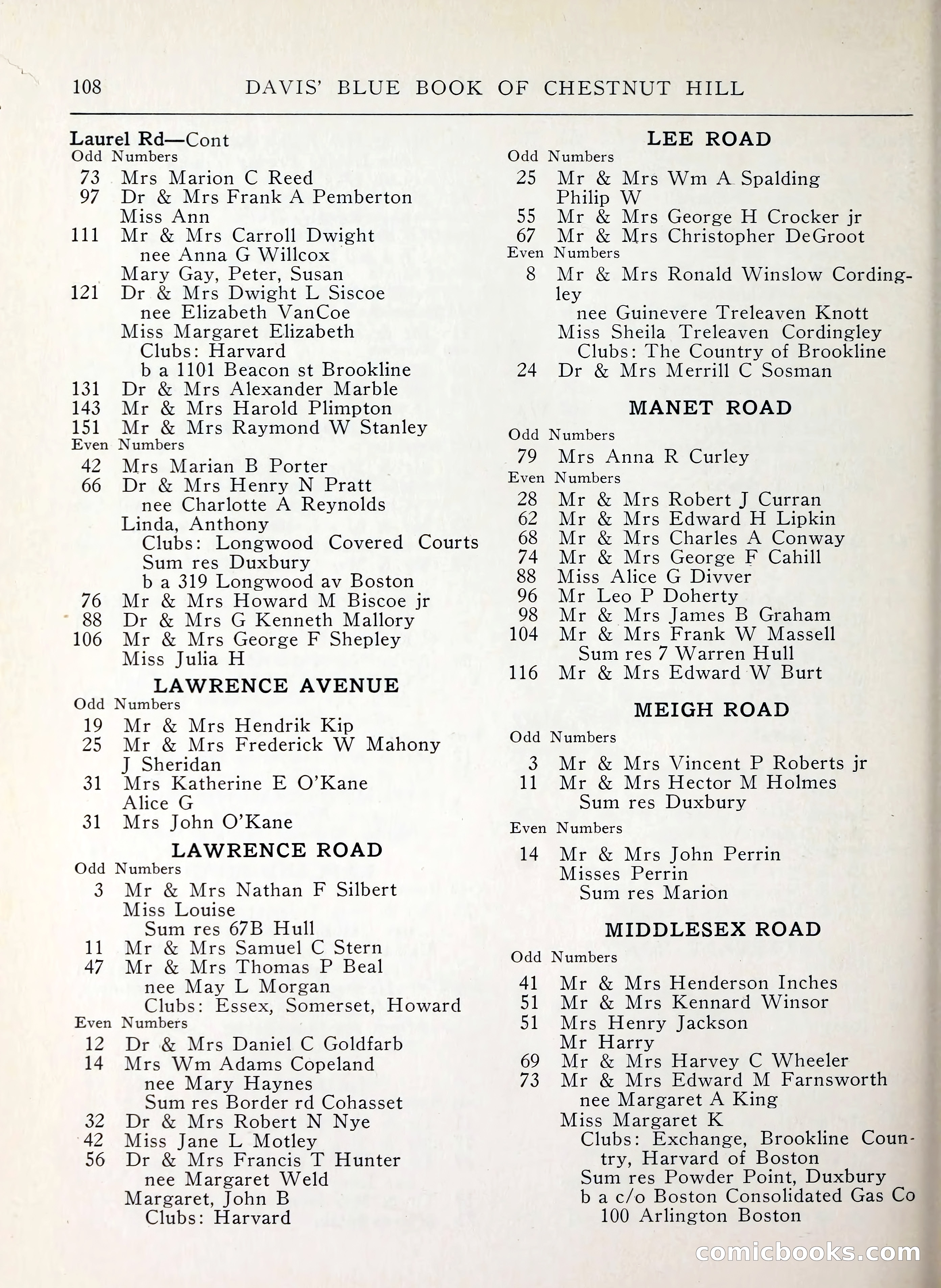 Davis' Blue Book of Brookline, Wellesley and Weston — page 100 of 224