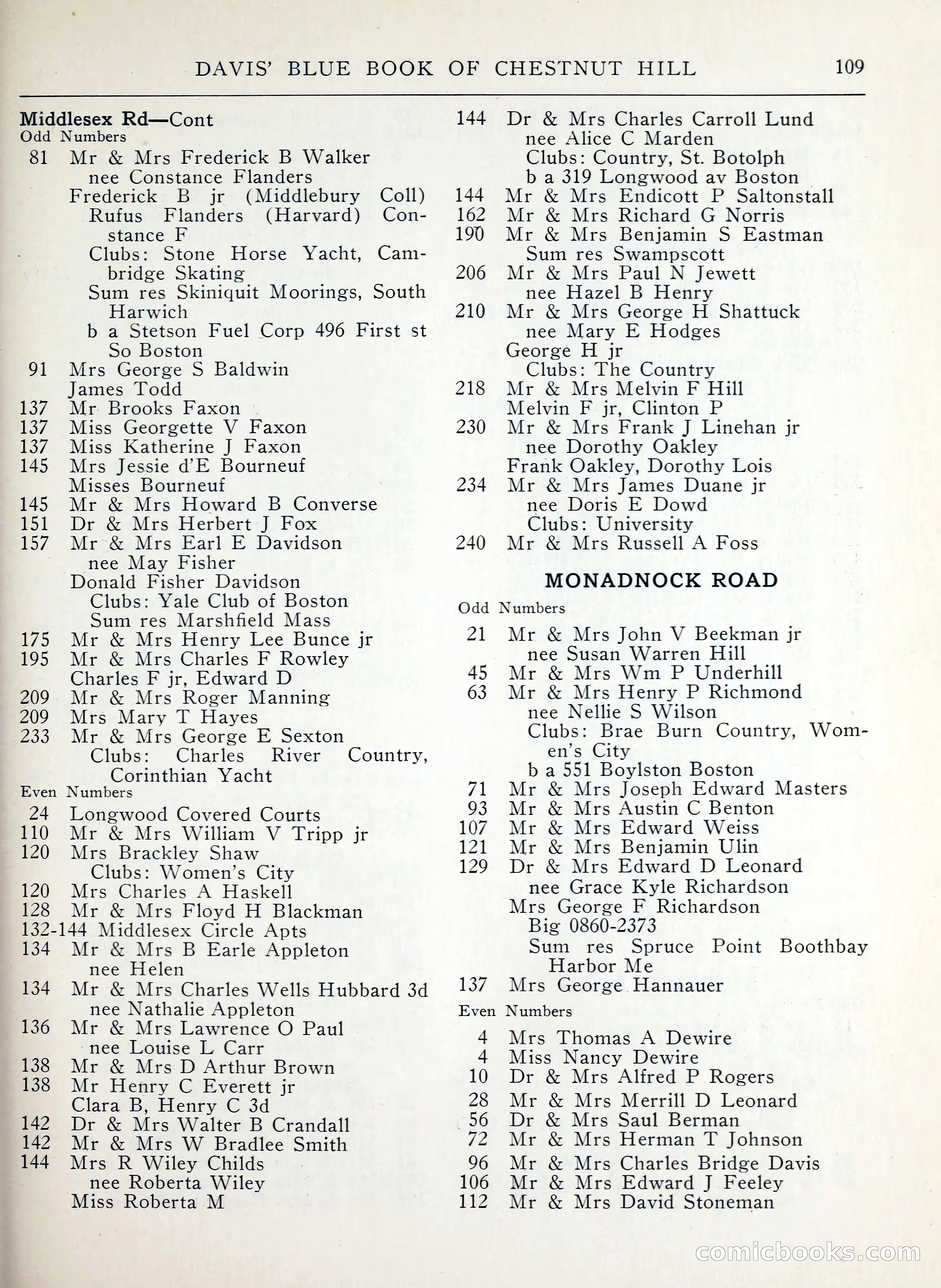 Davis' Blue Book of Brookline, Wellesley and Weston — page 101 of 224