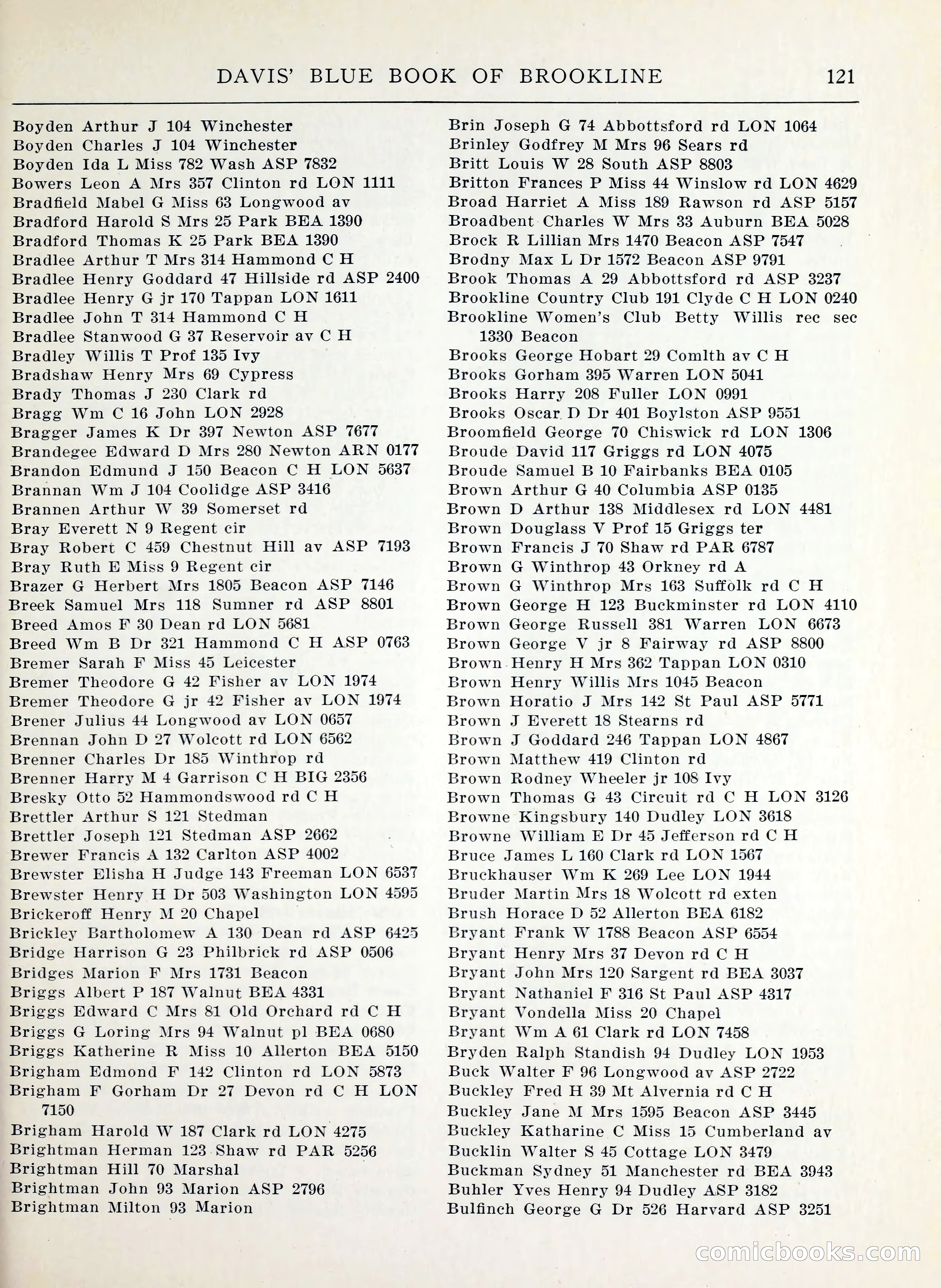 Davis' Blue Book of Brookline, Wellesley and Weston — page 113 of 224