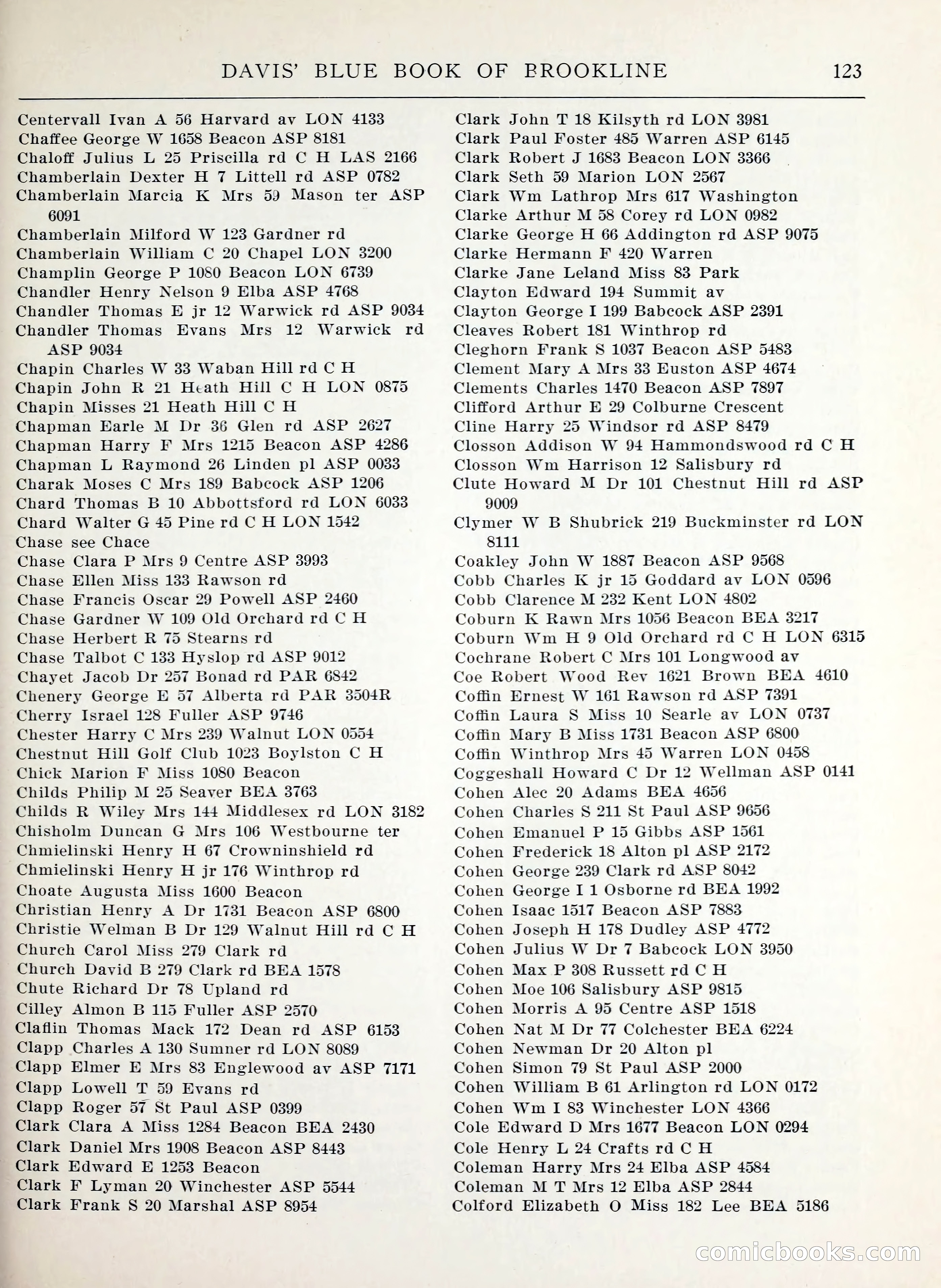 Davis' Blue Book of Brookline, Wellesley and Weston — page 115 of 224