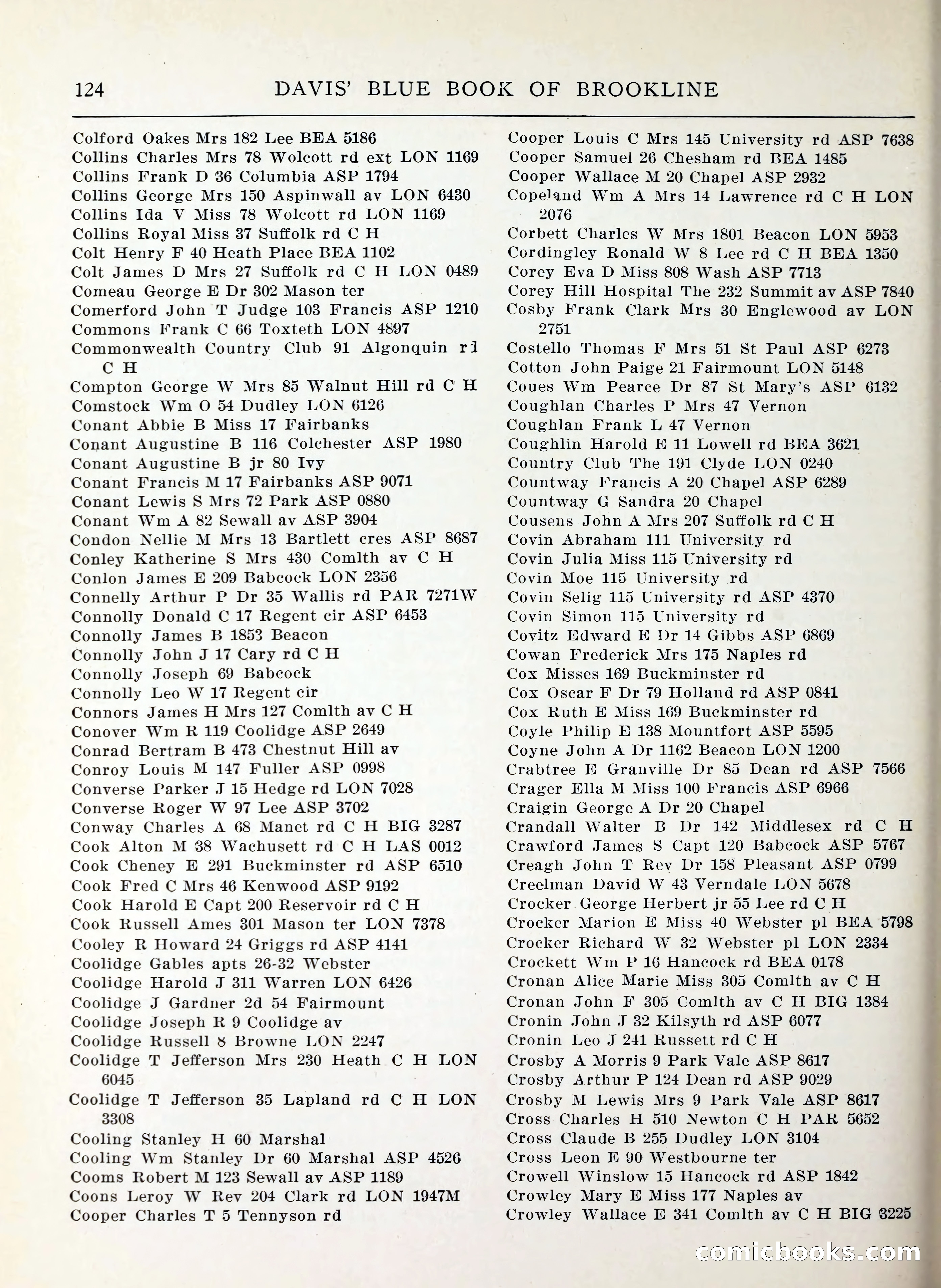 Davis' Blue Book of Brookline, Wellesley and Weston — page 116 of 224