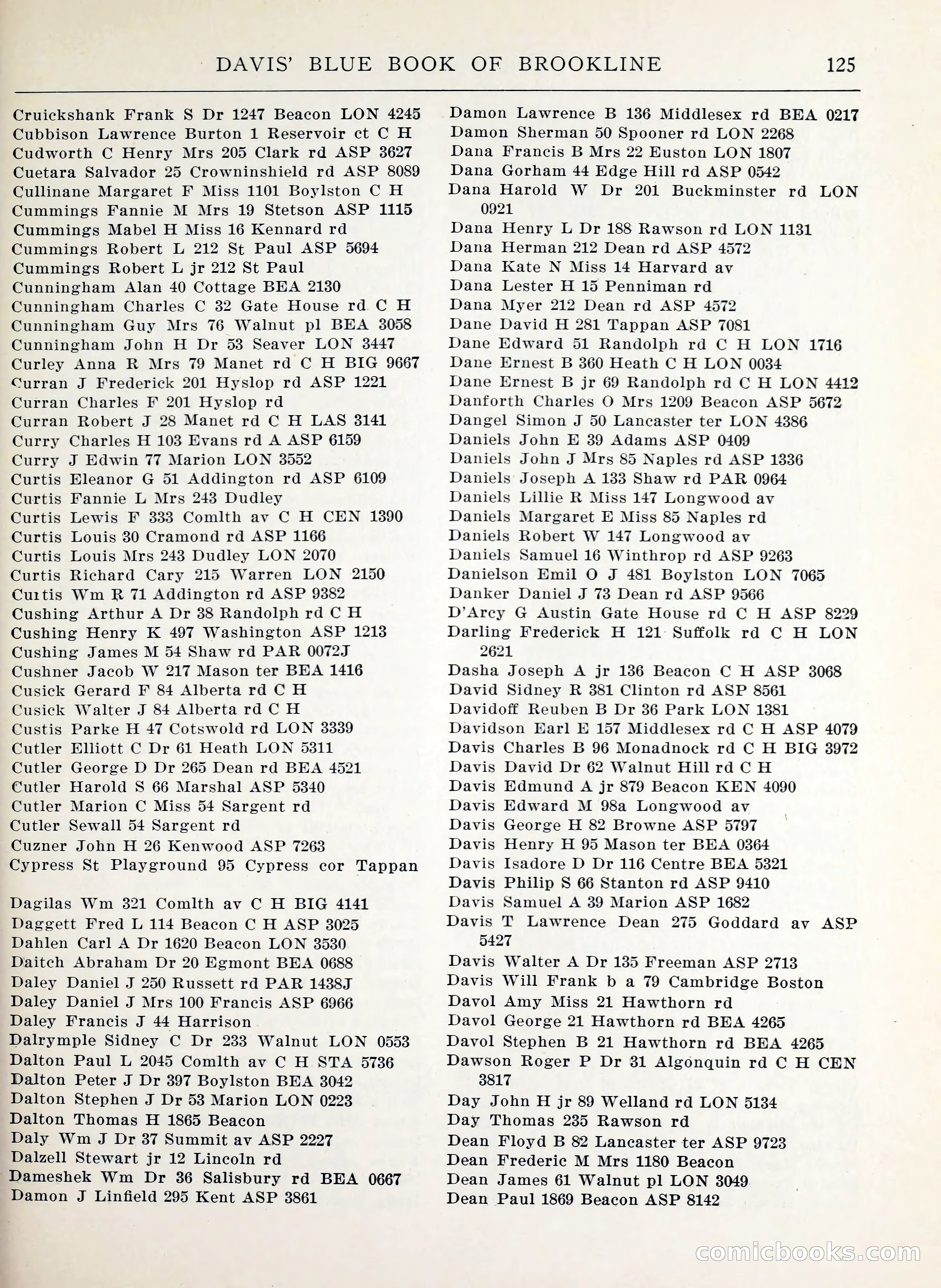 Davis' Blue Book of Brookline, Wellesley and Weston — page 117 of 224