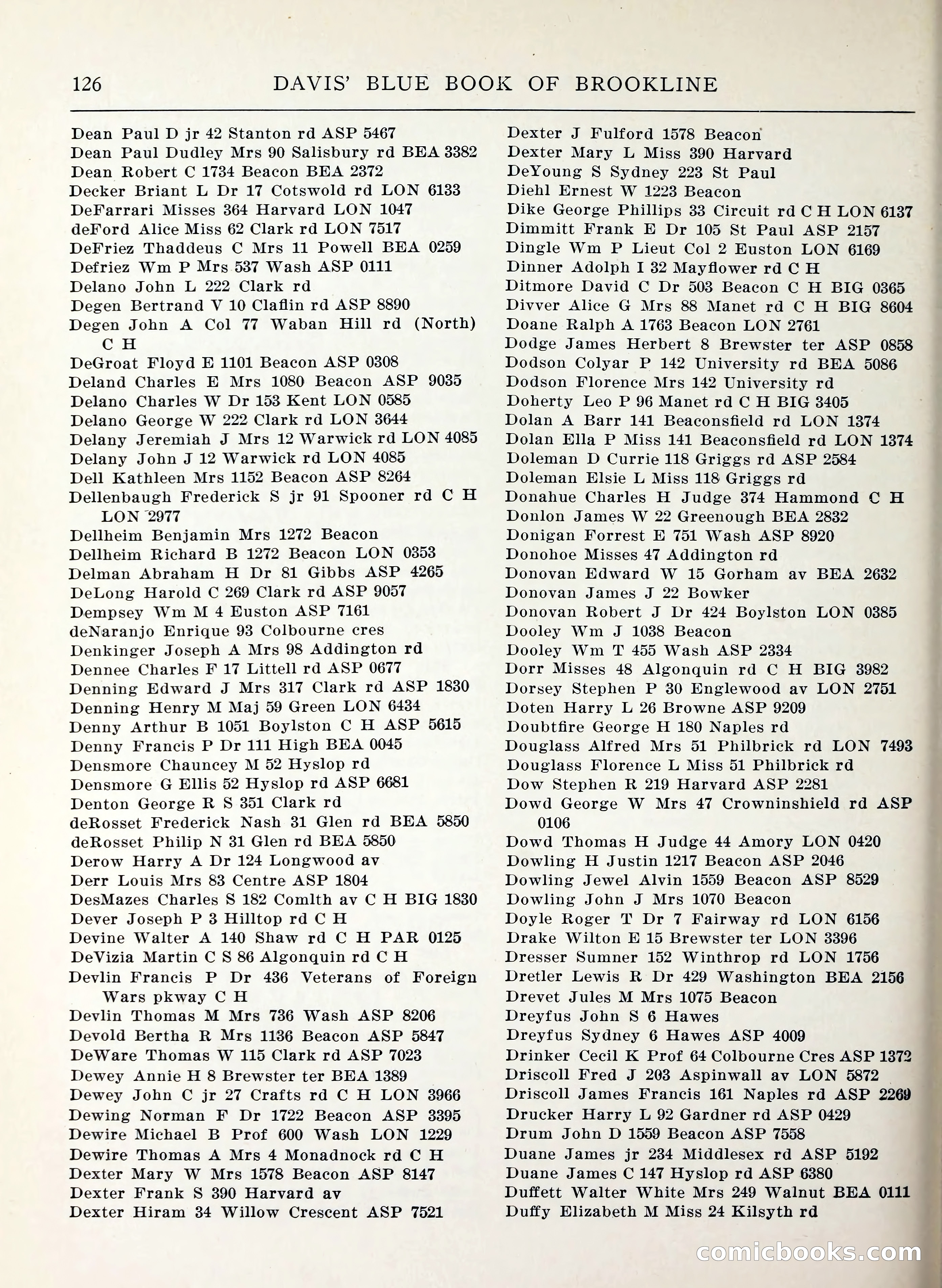 Davis' Blue Book of Brookline, Wellesley and Weston — page 118 of 224