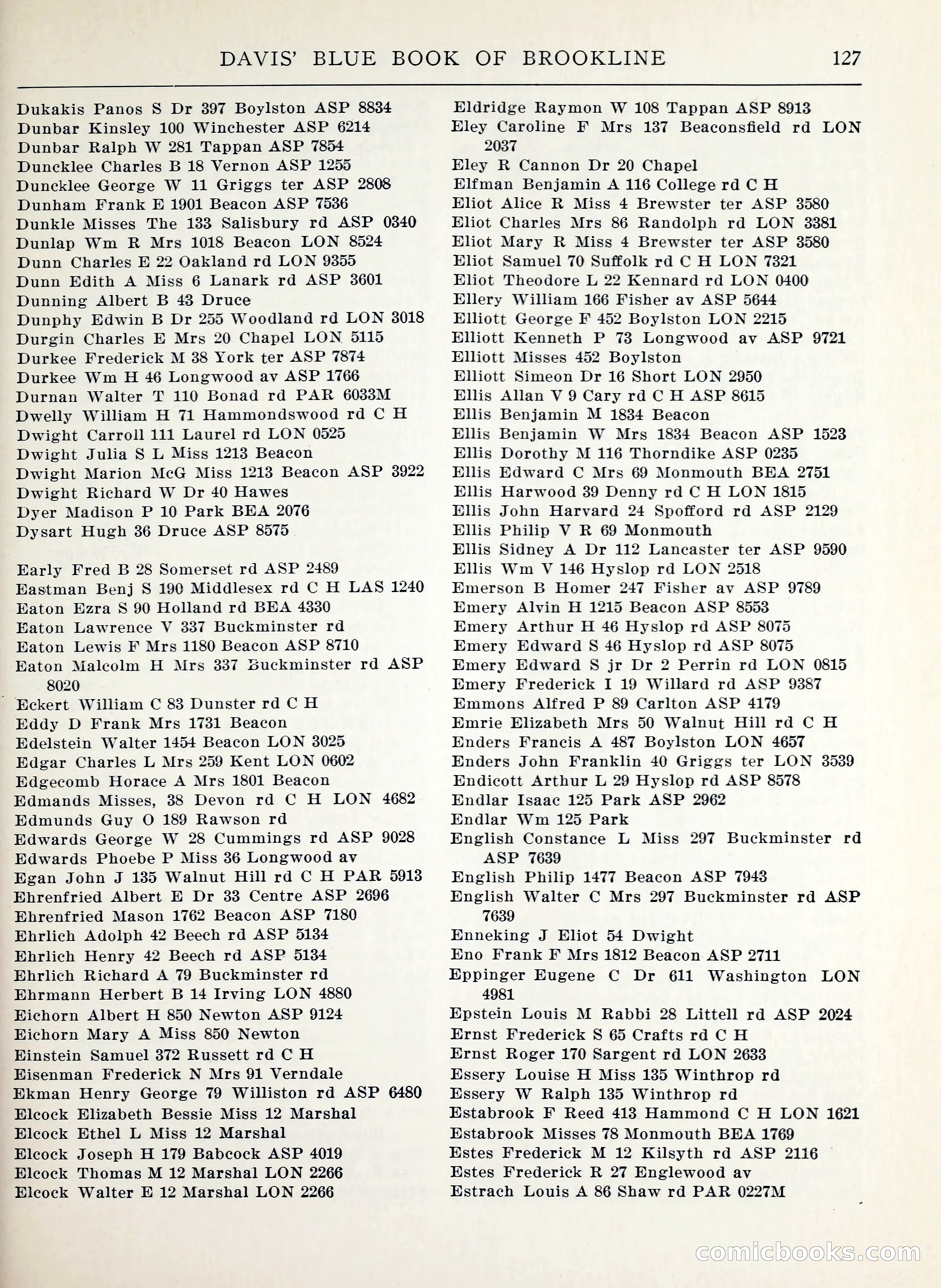 Davis' Blue Book of Brookline, Wellesley and Weston — page 119 of 224