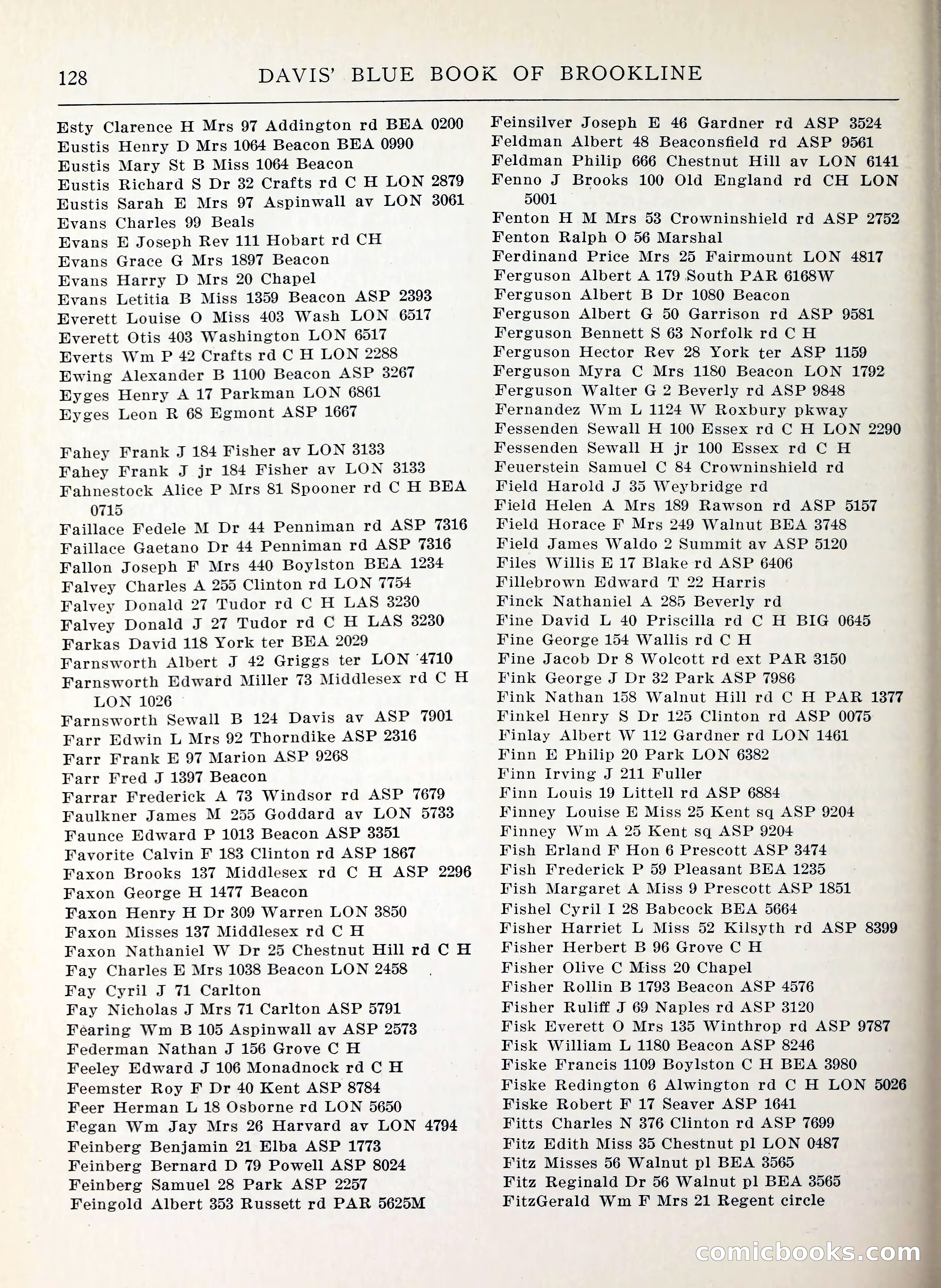 Davis' Blue Book of Brookline, Wellesley and Weston — page 120 of 224