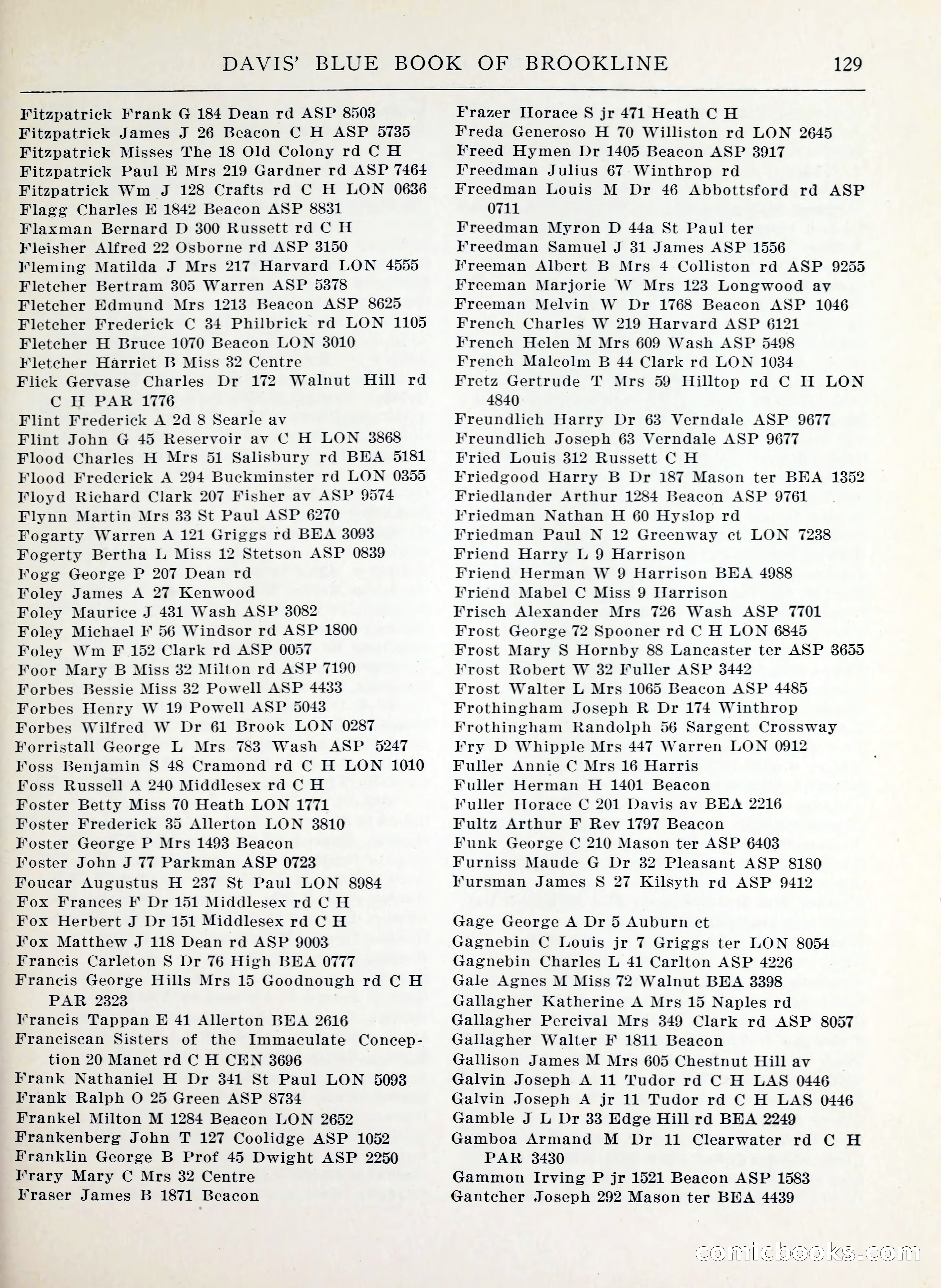 Davis' Blue Book of Brookline, Wellesley and Weston — page 121 of 224