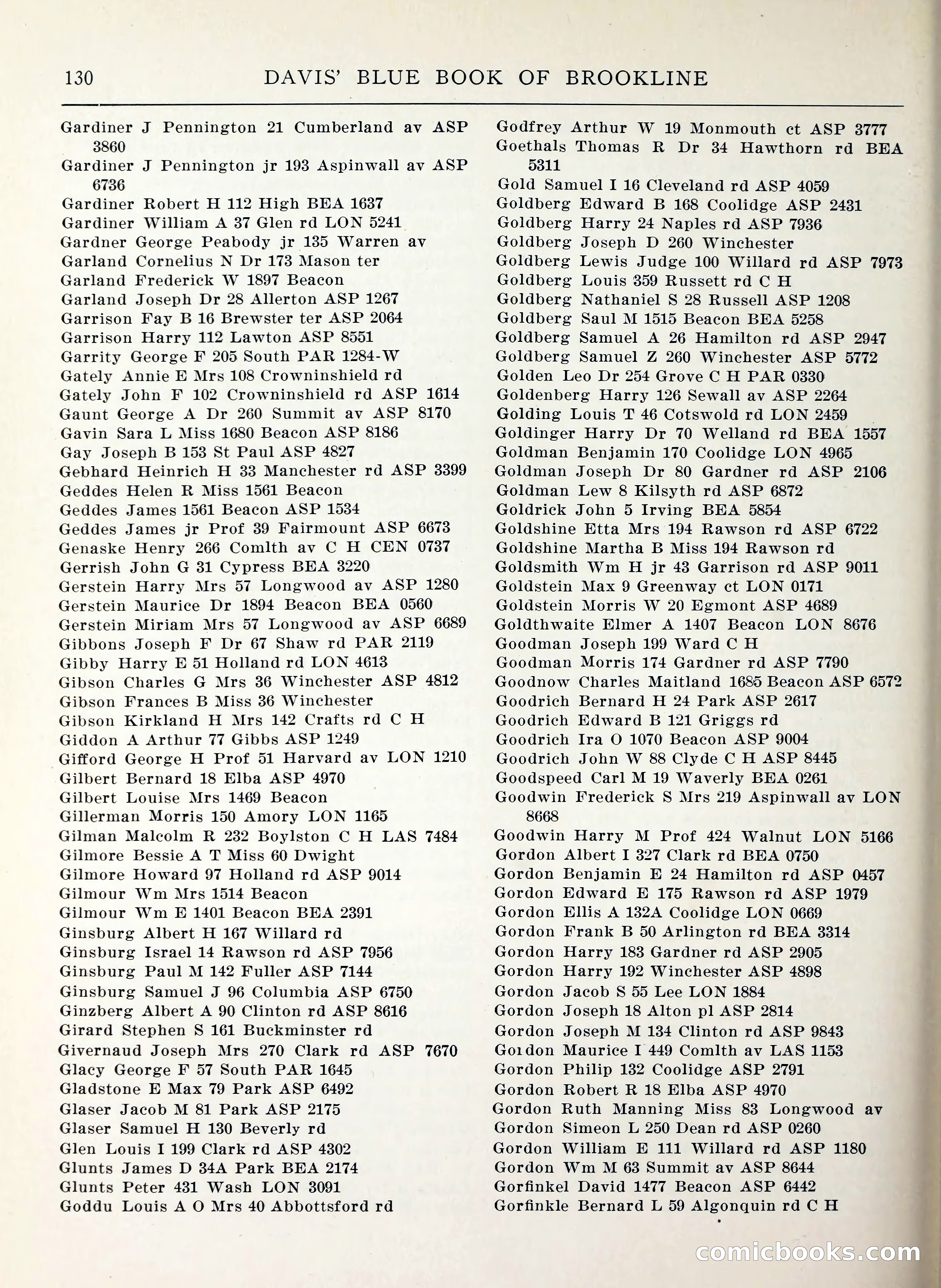 Davis' Blue Book of Brookline, Wellesley and Weston — page 122 of 224