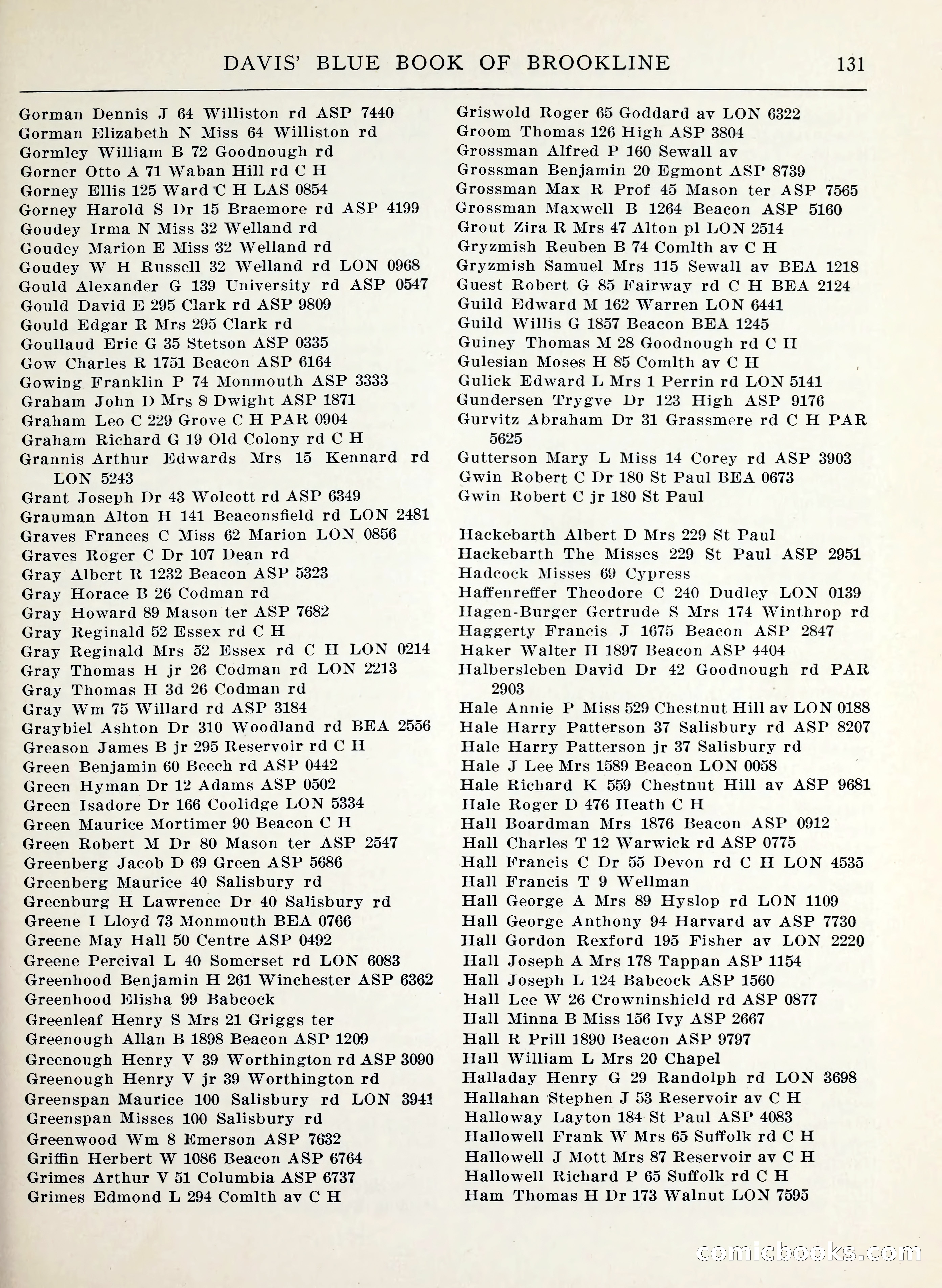 Davis' Blue Book of Brookline, Wellesley and Weston — page 123 of 224