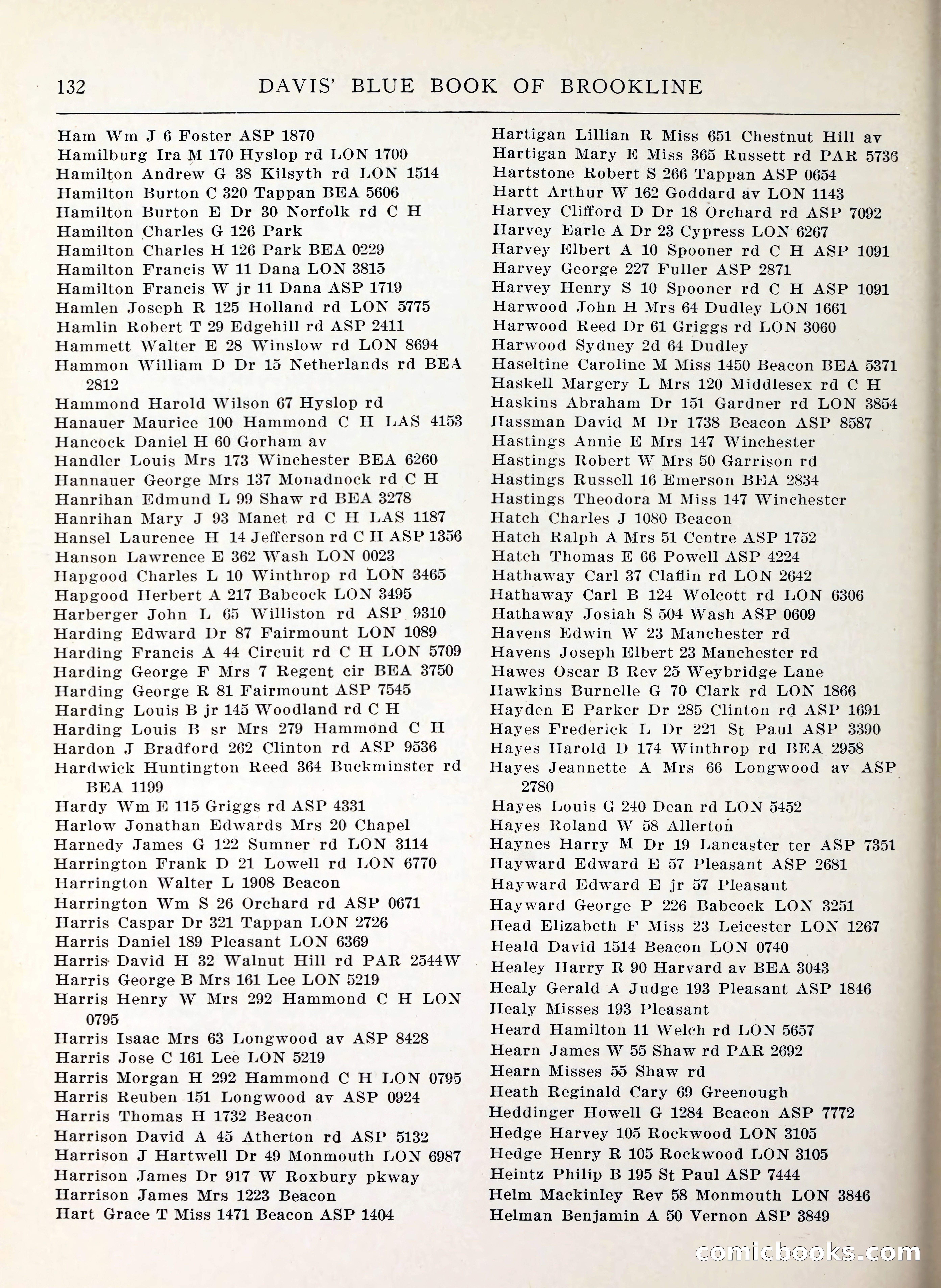 Davis' Blue Book of Brookline, Wellesley and Weston — page 124 of 224
