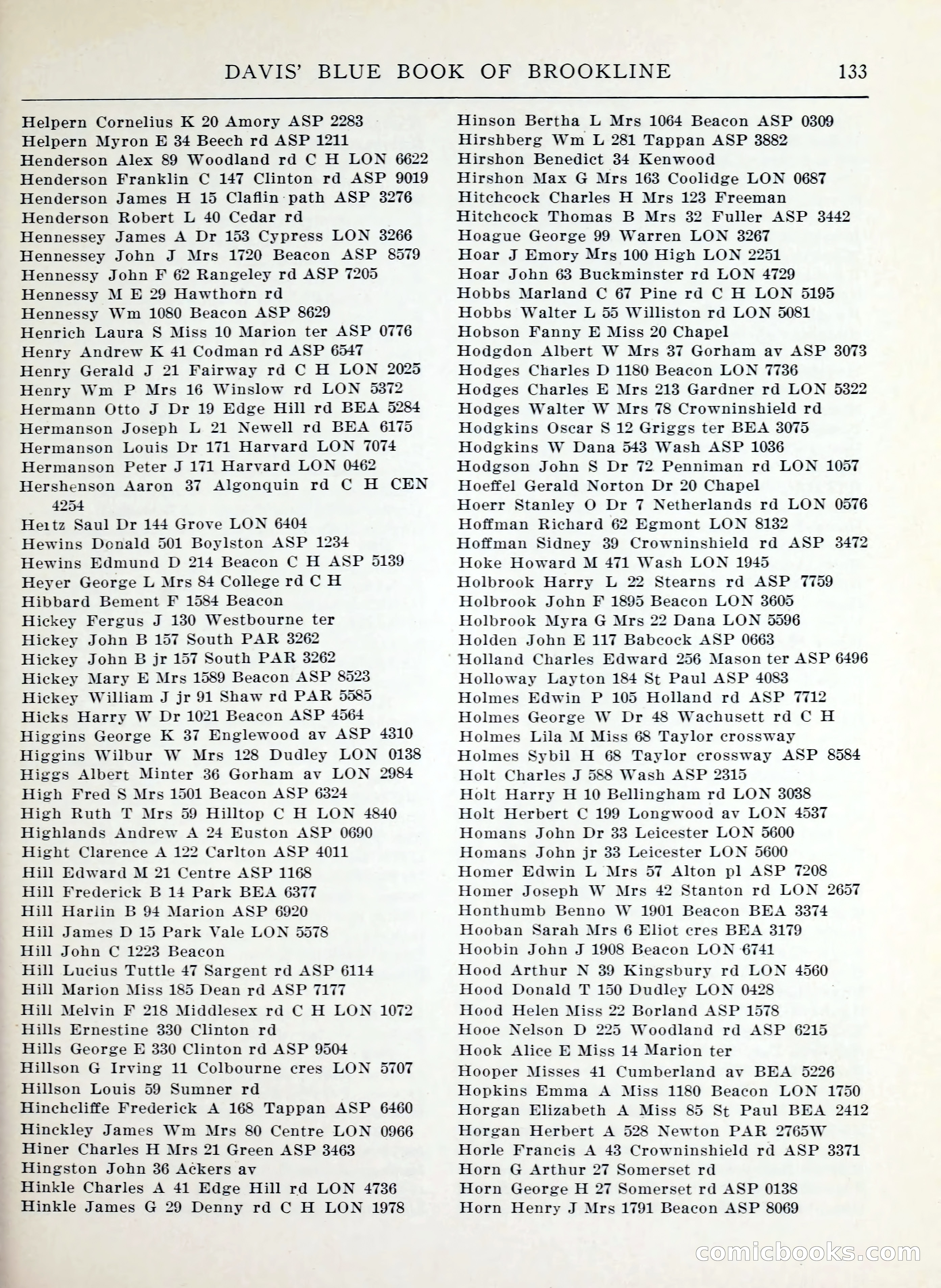 Davis' Blue Book of Brookline, Wellesley and Weston — page 125 of 224