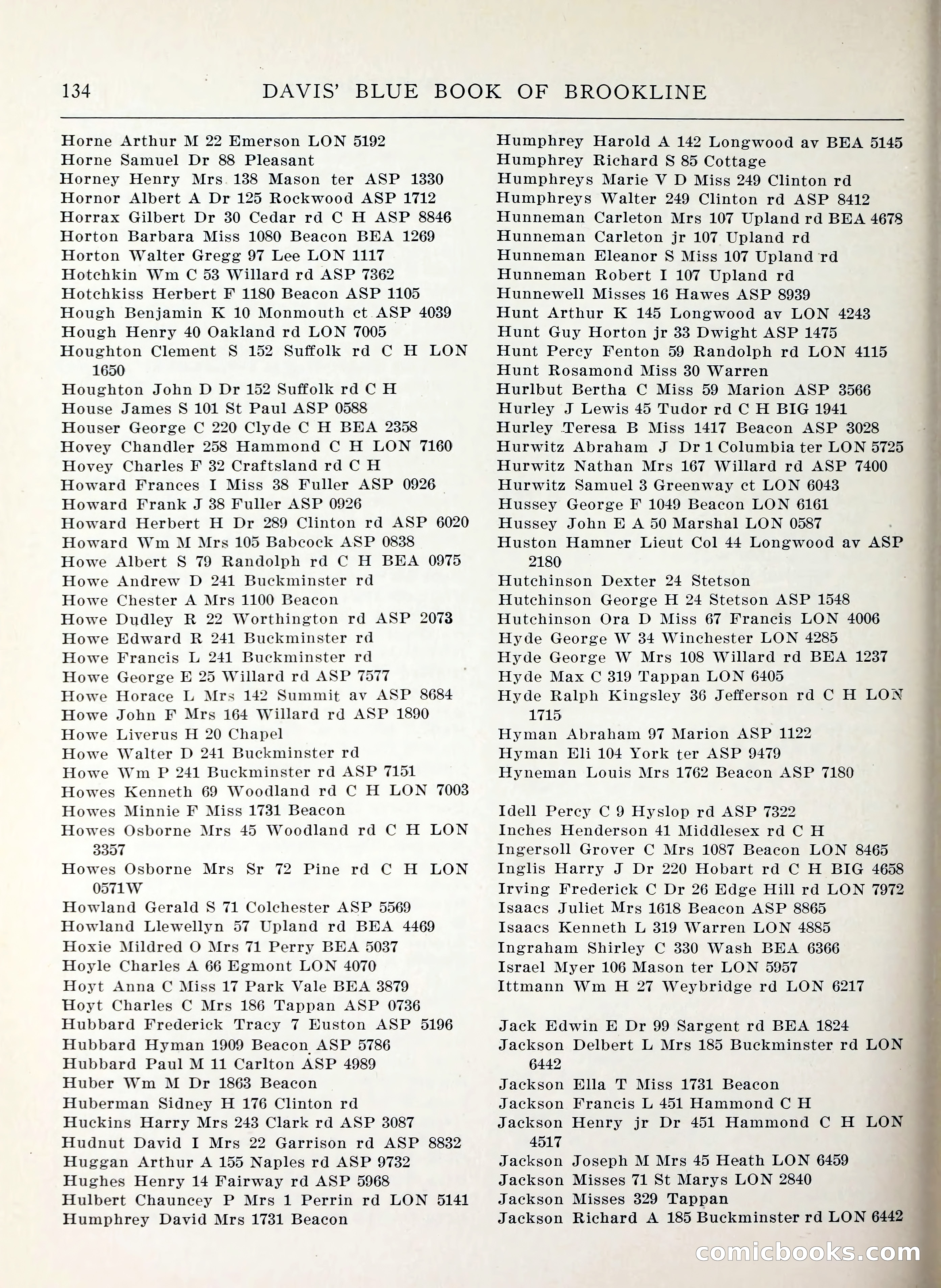 Davis' Blue Book of Brookline, Wellesley and Weston — page 126 of 224