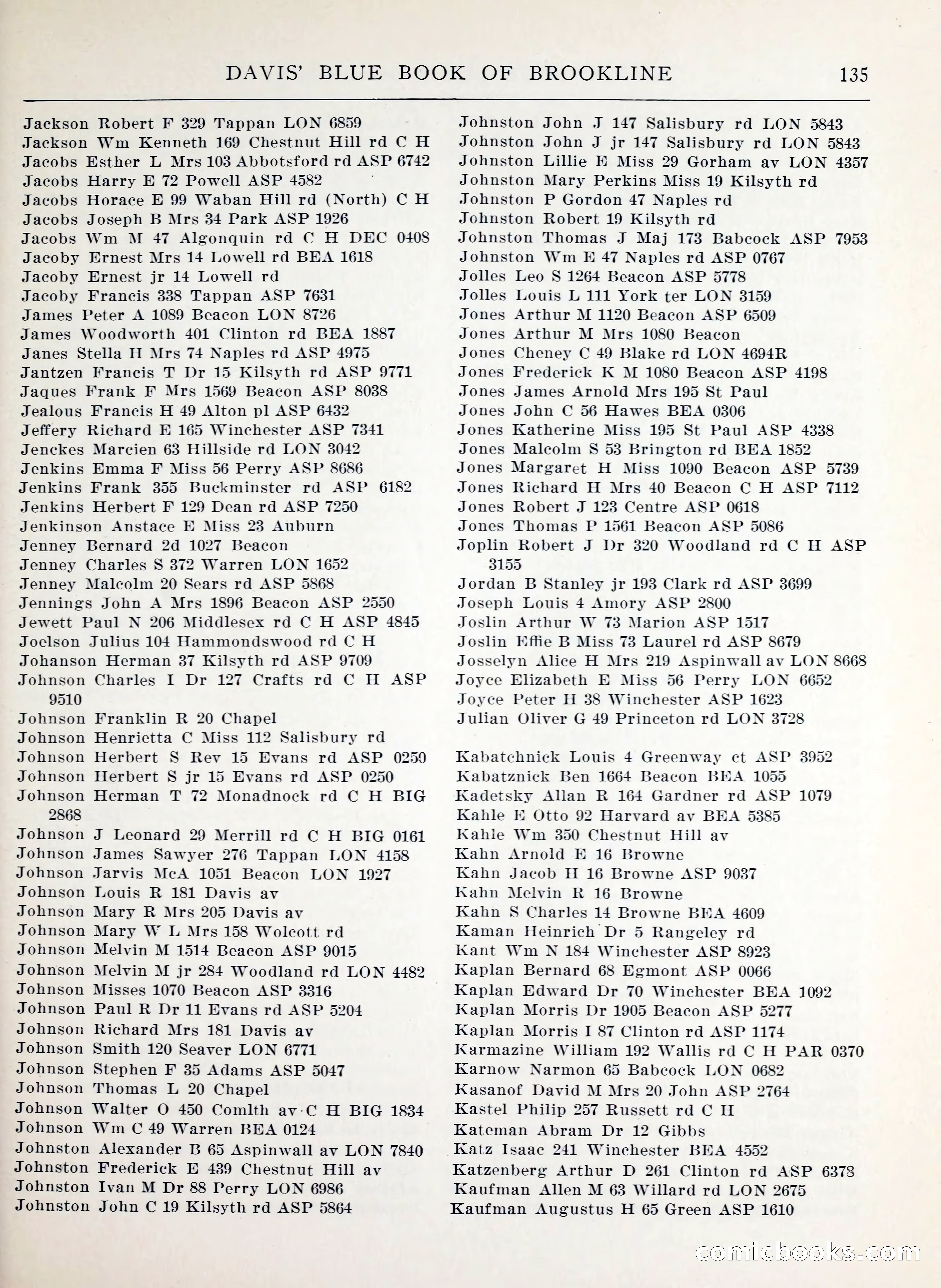 Davis' Blue Book of Brookline, Wellesley and Weston — page 127 of 224