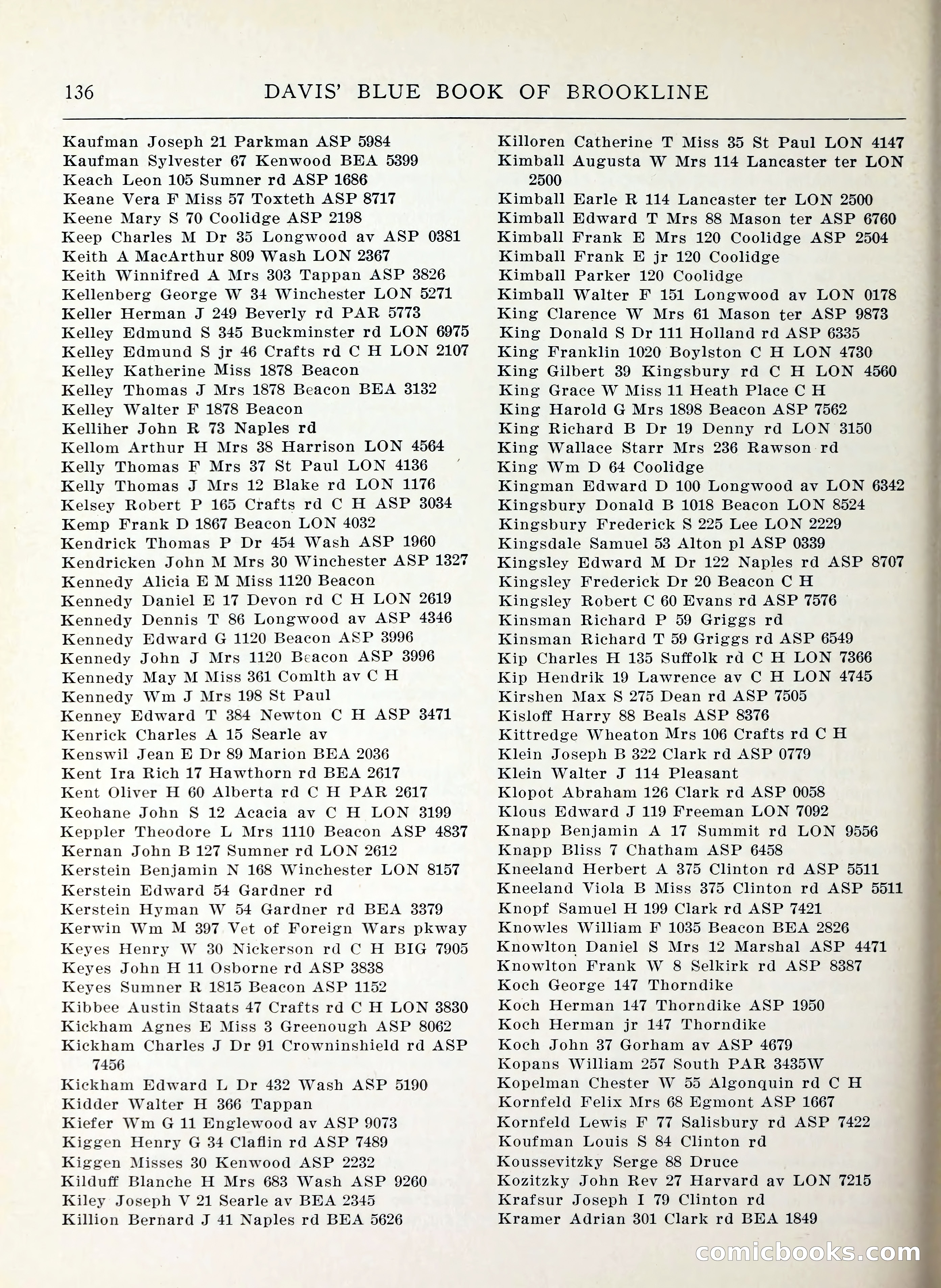 Davis' Blue Book of Brookline, Wellesley and Weston — page 128 of 224