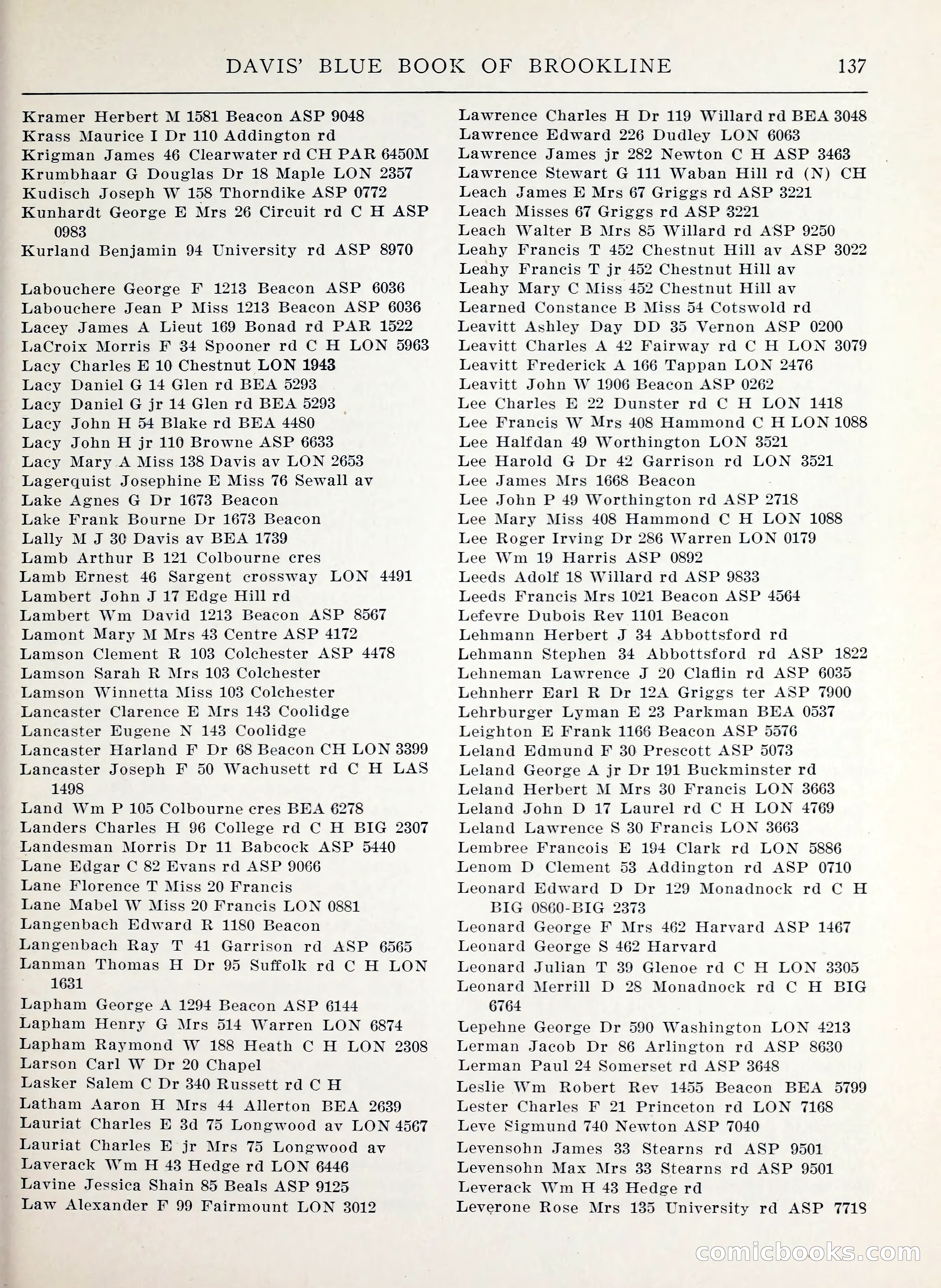Davis' Blue Book of Brookline, Wellesley and Weston — page 129 of 224